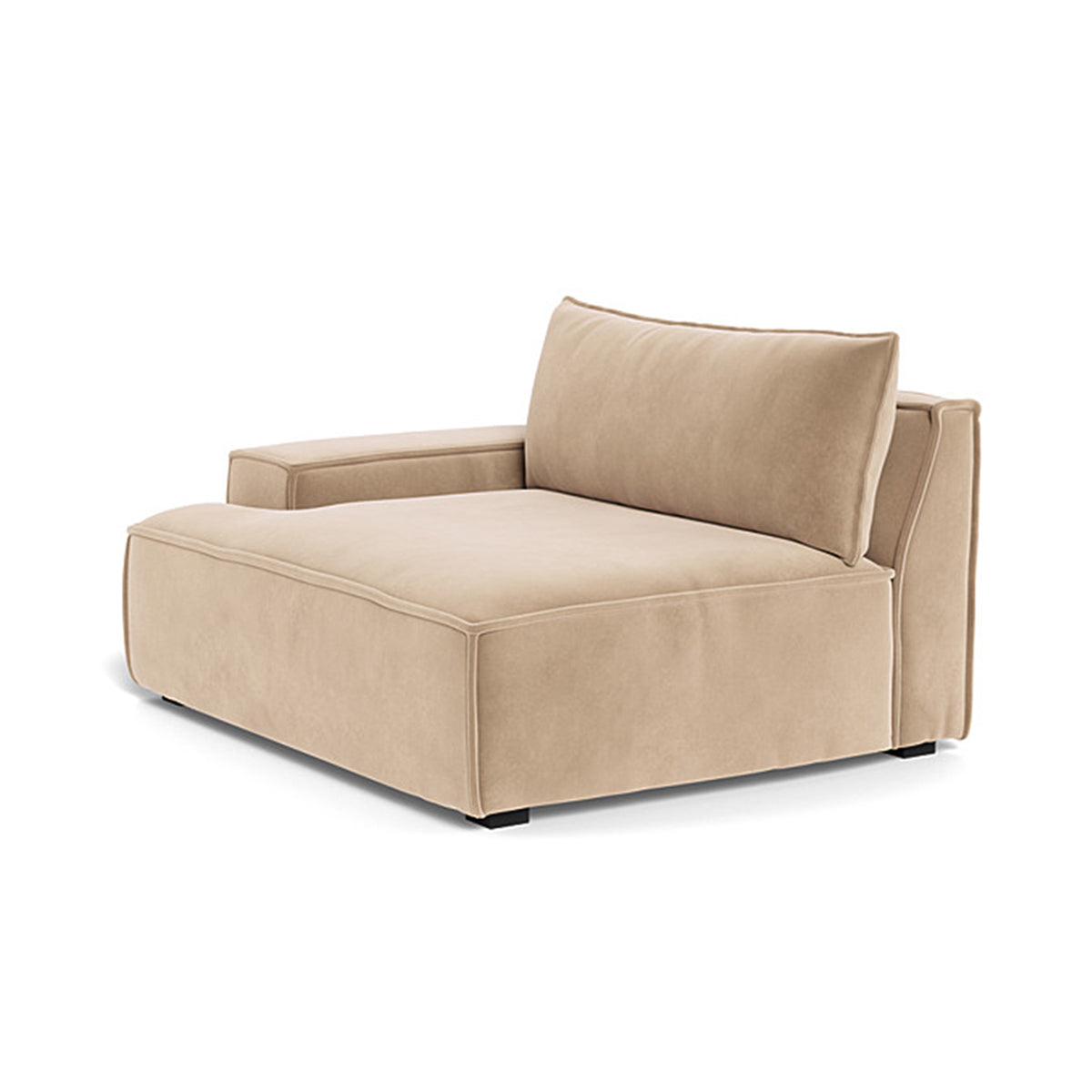 Daphne Velvet Left Arm Modular Sofa - 1 Seater Modern Living Room Furniture for Small Spaces, Apartments & Cozy Home Decor