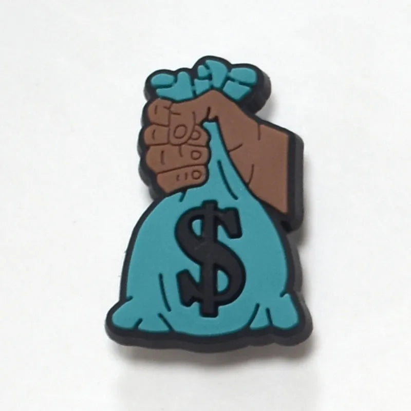 1PCS Funny Dollar Money Shoe Charms - PVC Cartoon DIY Sandal Accessories for Clogs - Unisex Decoration for Boys & Adults - Perfect for Xmas Parties, Gifts & Everyday Fashion