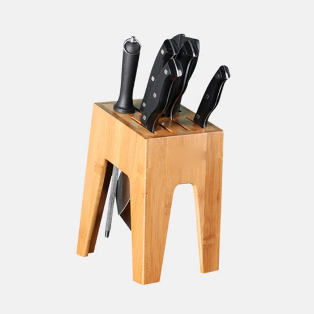 OIPYI Solid Wood Knife Holder - Kitchen Knife Storage Rack for Countertop, Wall Mount or Drawer Organizer - Perfect for Chefs & Home Cooks (Color: Brown)