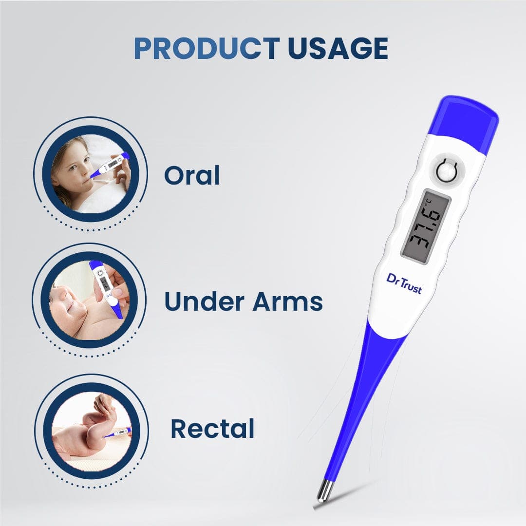 Dr Trust USA Digital Thermometer with Flexible Tip - Fast & Accurate Fever Check for Adults, Kids & Babies - Perfect for Home, Clinic & Travel Use