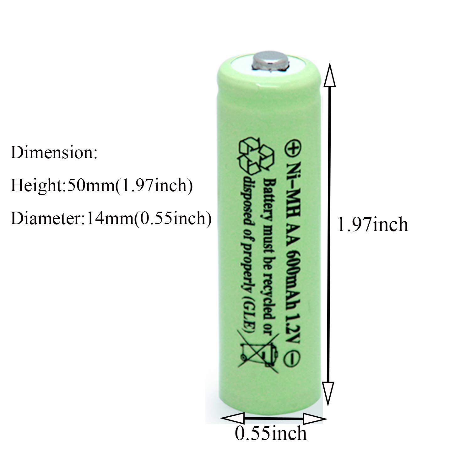 8-Pack AA Ni-MH 600mAh 1.2V Rechargeable Solar Batteries for Outdoor Solar Lights, Garden Lamps, Remote Controls & Computer Mice - Perfect for Solar-Powered Outdoor Lighting & Electronic Devices