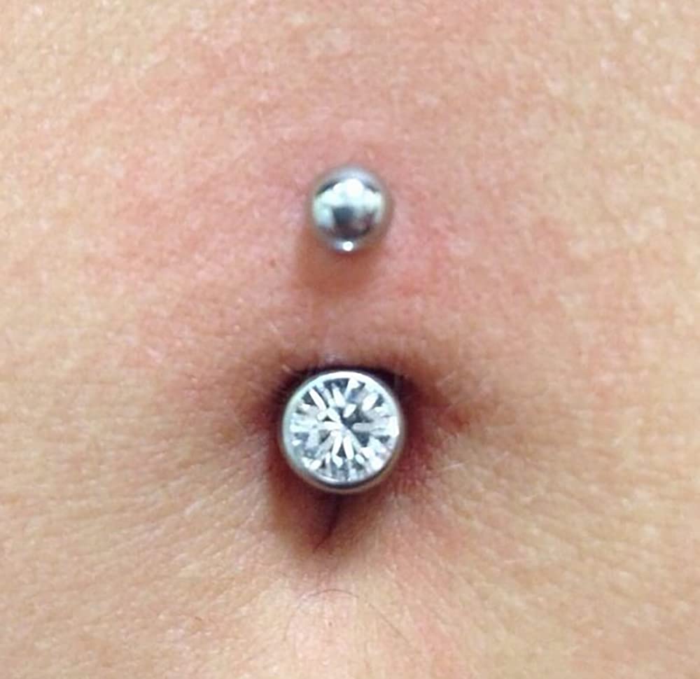 Light Blue Crystal Titanium Belly Ring - 14G Grade 23 for Navel Piercing Jewelry