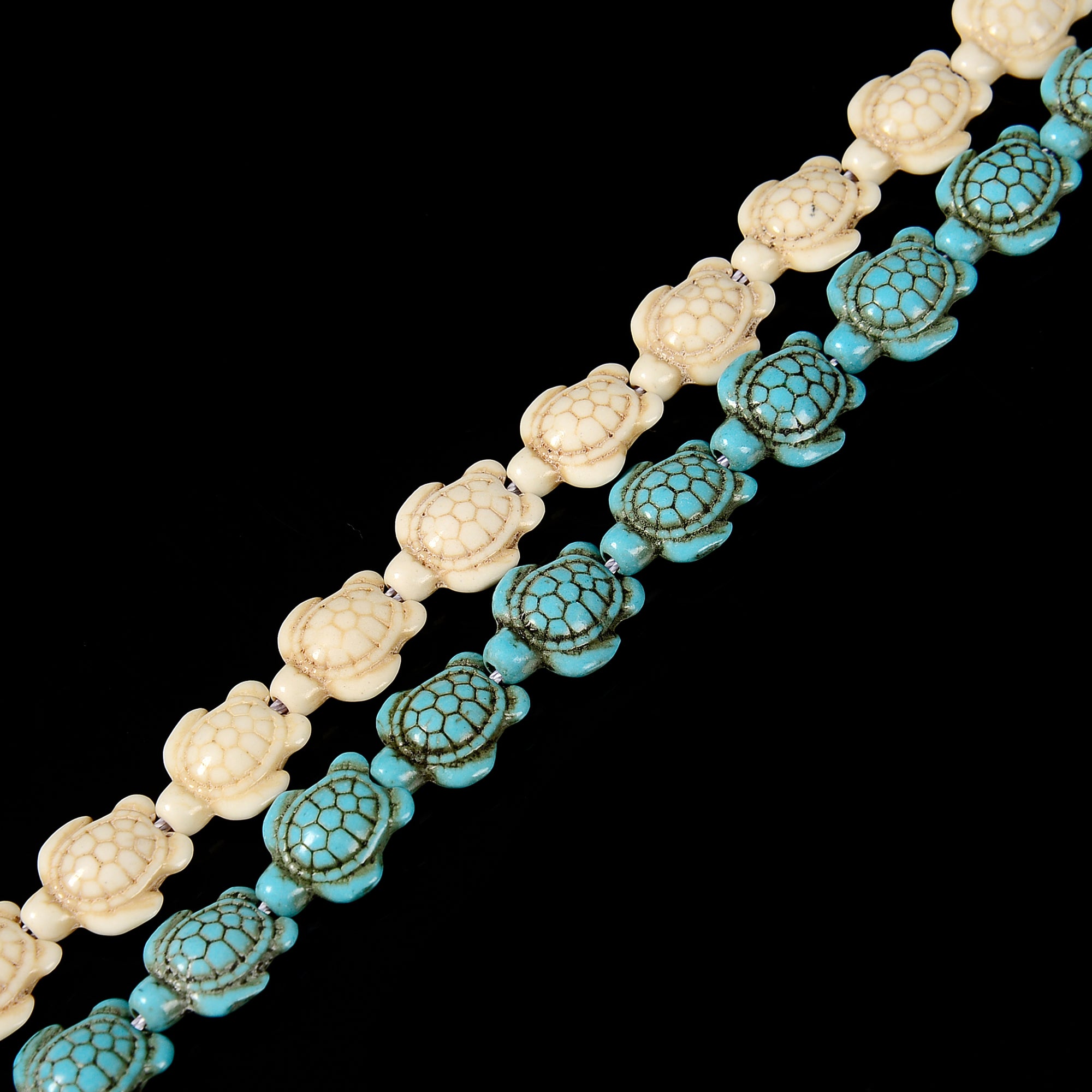 Blue or White Howlite Turquoise Turtle Beads 15x18mm - 15.5 Inch Strand for Jewelry Making, DIY Crafts, and Spiritual Healing