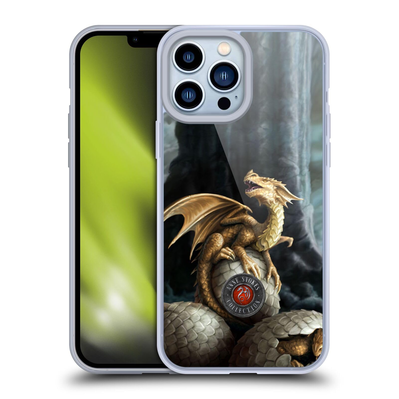 Officially Licensed Anne Stokes Golden Treasures Dragons Soft Gel Case for Apple iPhone 13 Pro Max - Durable Protective Phone Cover with Artistic Design, Perfect for Fantasy Lovers & Daily Use