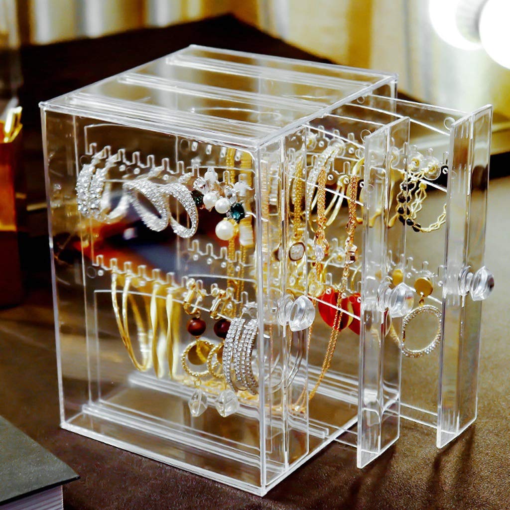 Transparent Jewelry Display Stand - Earring & Necklace Organizer Storage Box with Drawers - Perfect for Jewelry Shops, Boutiques & Home Organization