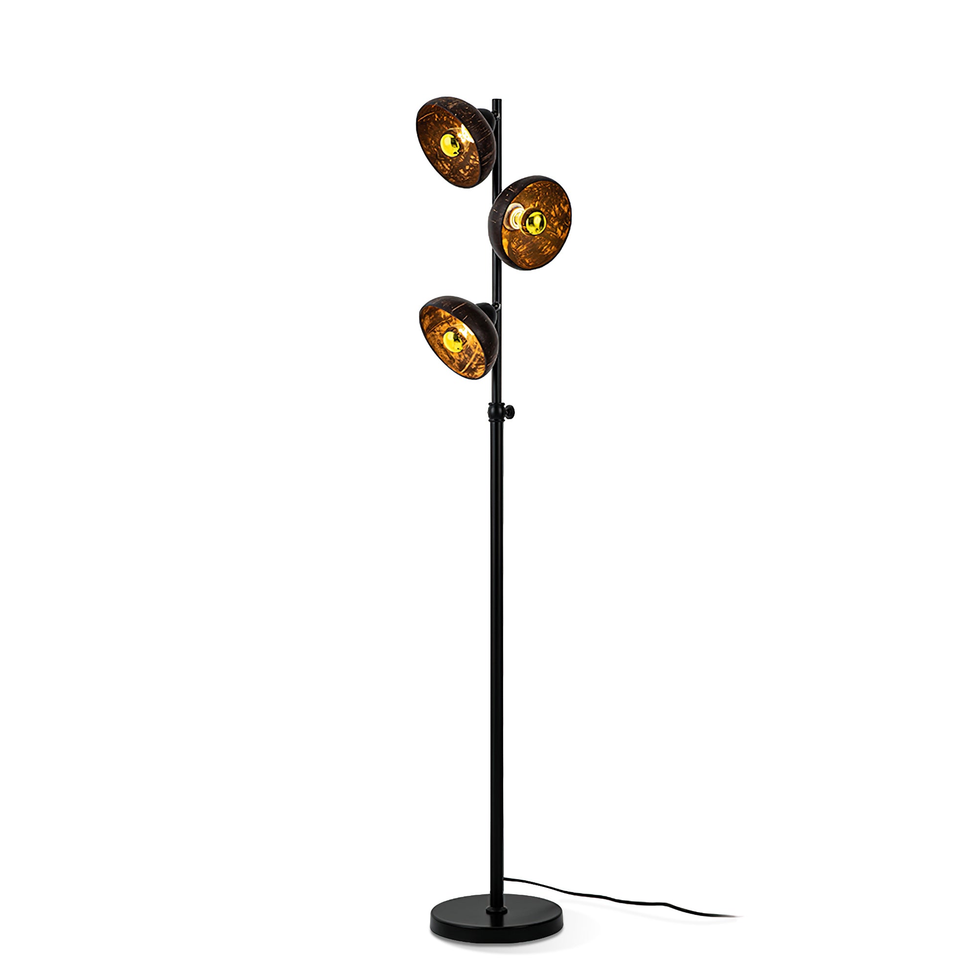 Modern Black Shell Floor Lamp for Living Room - Adjustable Standing Light with Fabric Shade, Perfect for Bedroom, Office & Reading Nook