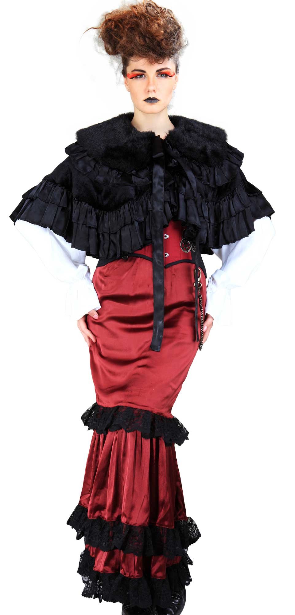 Steampunk Victorian Gothic Cosplay Costume for Women - Elegant Lace Shrug Jacket for Renaissance Fairs, Halloween Parties & Themed Events
