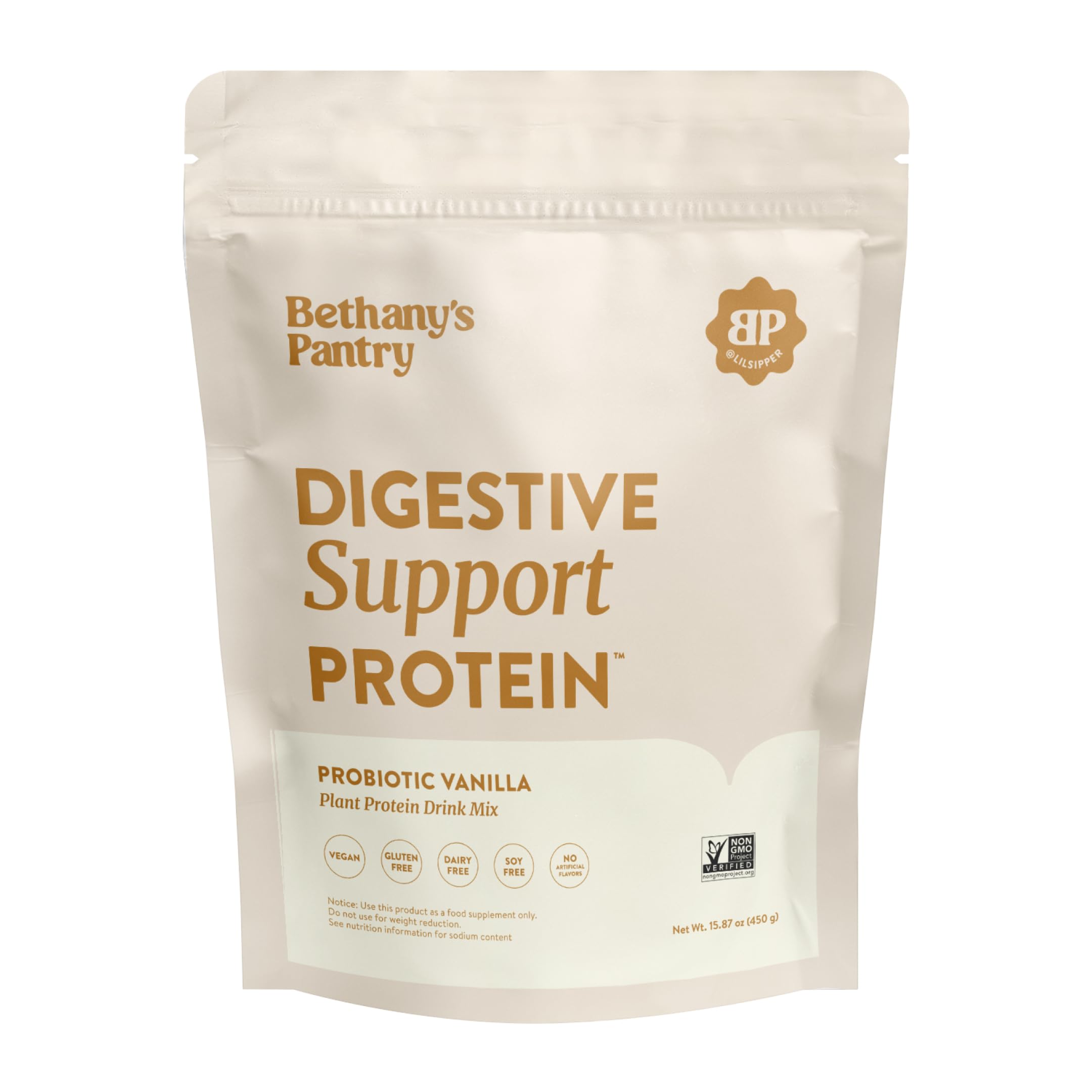 Nuzest Bethany's Pantry Digestive Support Protein Powder - Vegan Pea Protein with Probiotics for Gut Health - Clean Lean Plant-Based Protein - 20 Servings, 1 Pound (Vanilla) - Perfect for Smoothies, Baking & Post-Workout Recovery