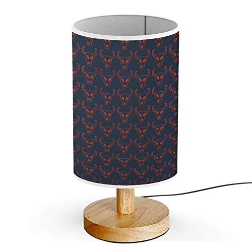 ARTSYLAMP Wooden Base Decorative Desk Lamp with Longhorn Skull Design - Modern Table & Bedside Lighting for Home Office, Dorm Room, and Western Style Decor