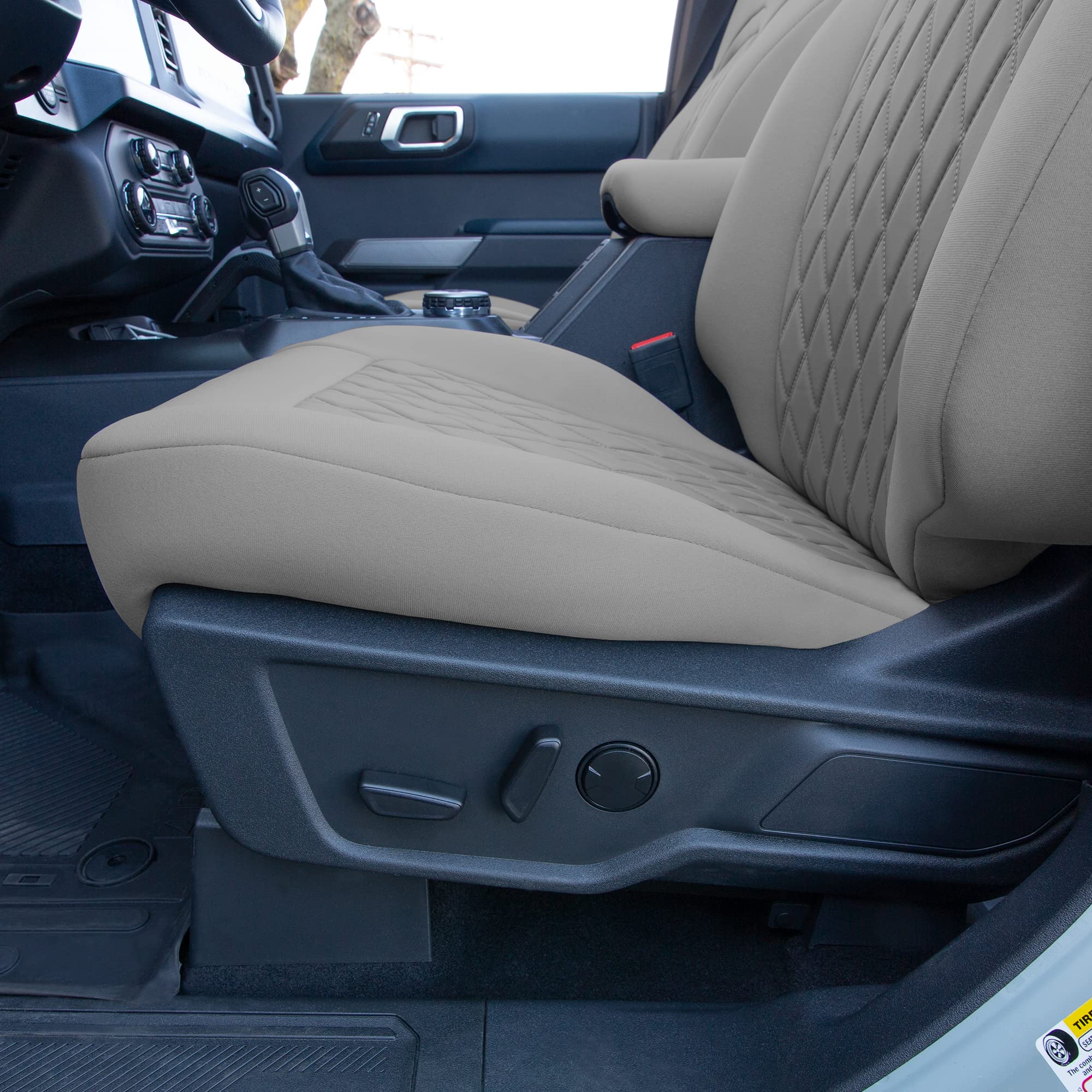 Custom Fit Neoprene Seat Covers for Ford Bronco 2021-2022 - Waterproof Neosupreme Front Seat Covers Full Set in Solid Gray | Perfect for Off-Roading, Camping & Daily Commute