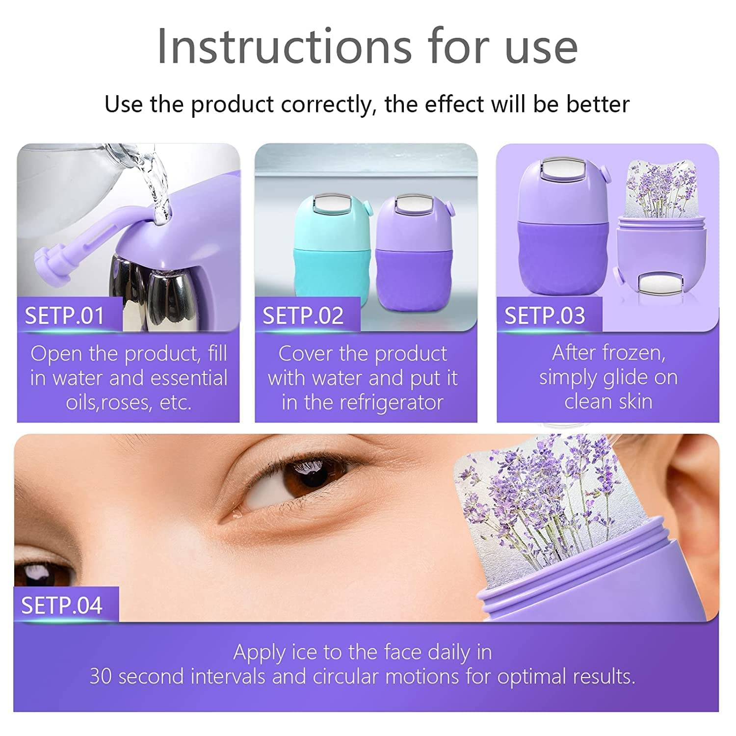 XSKY Ice Roller for Face & Neck Massage - Reusable Cooling Facial Tool to Reduce Puffiness, Tighten Skin & Improve Glow - Perfect for Morning Routine & Post-Workout Recovery