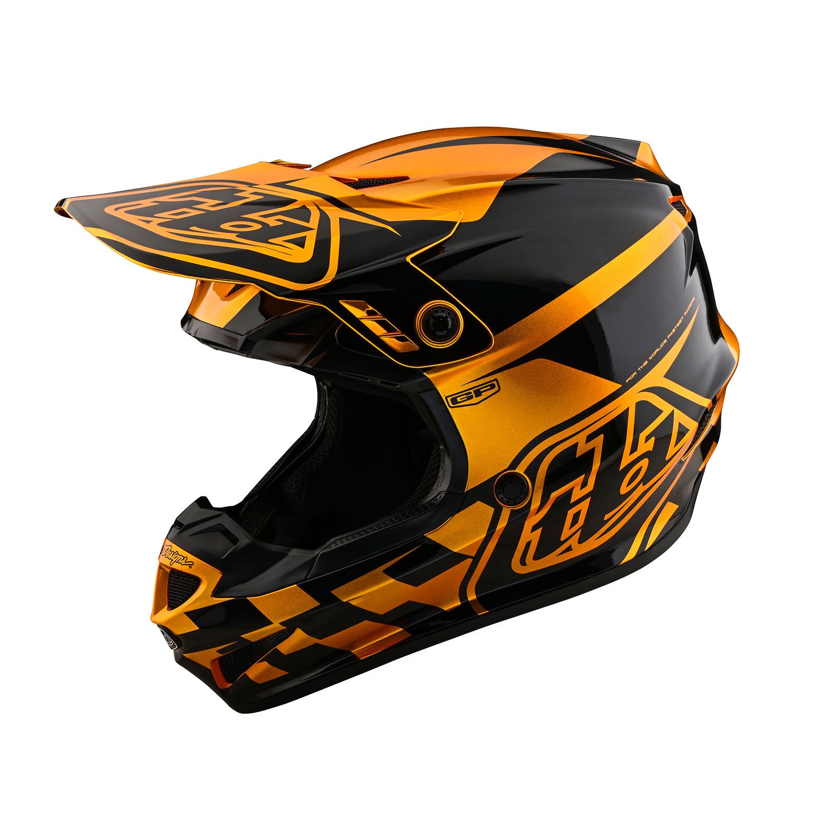 Youth GP Helmet - Gold & Black Motorcycle Racing Helmet for Kids - Perfect for Track Racing and Motocross Safety Gear