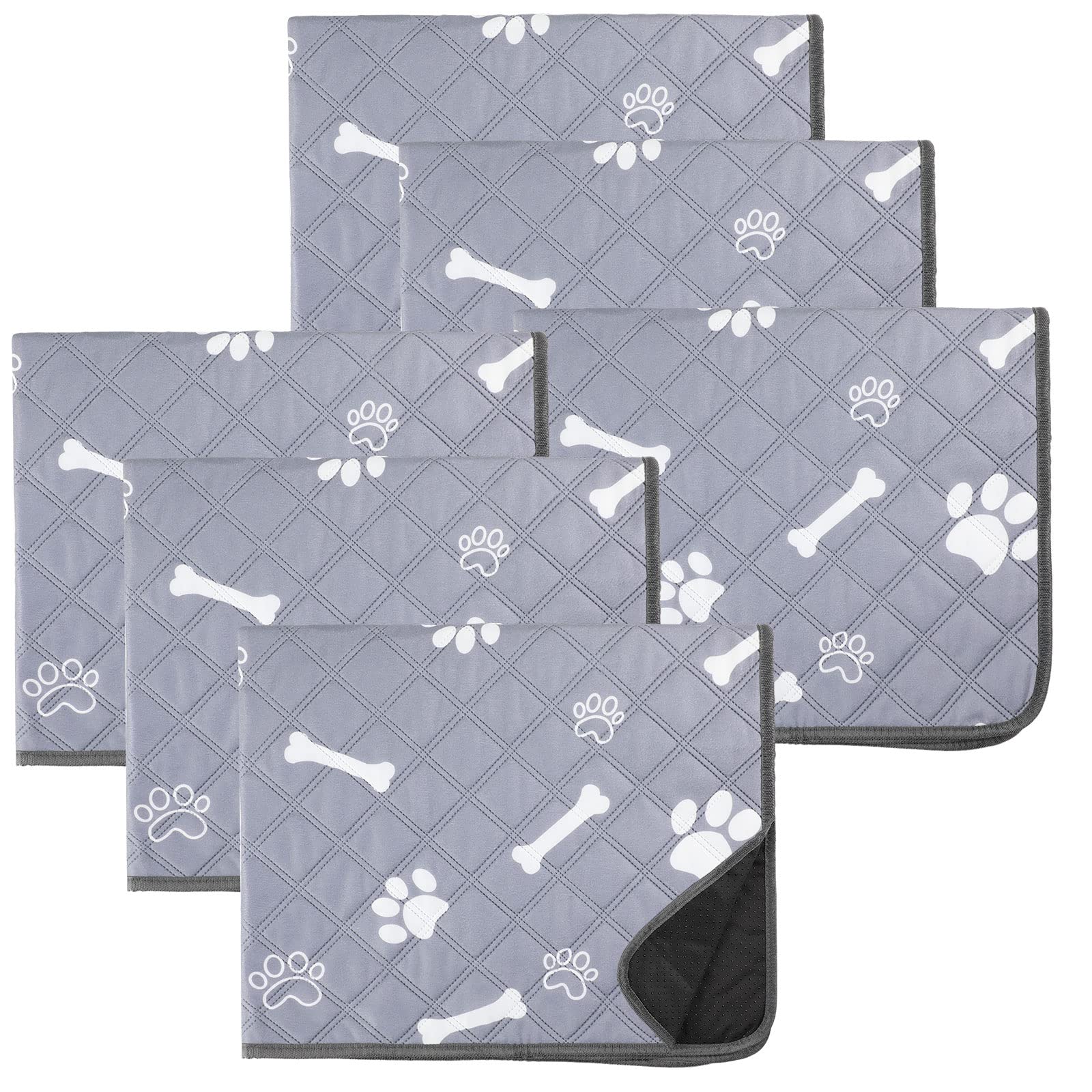 6 Pack Washable Reusable Dog Pee Pads - Waterproof Puppy Training Pads with Non-Slip Backing, Perfect for Potty Training, Whelping & Cat Litter Mats - Ideal for Indoor Use, Crate Training & Pet Bed Protection