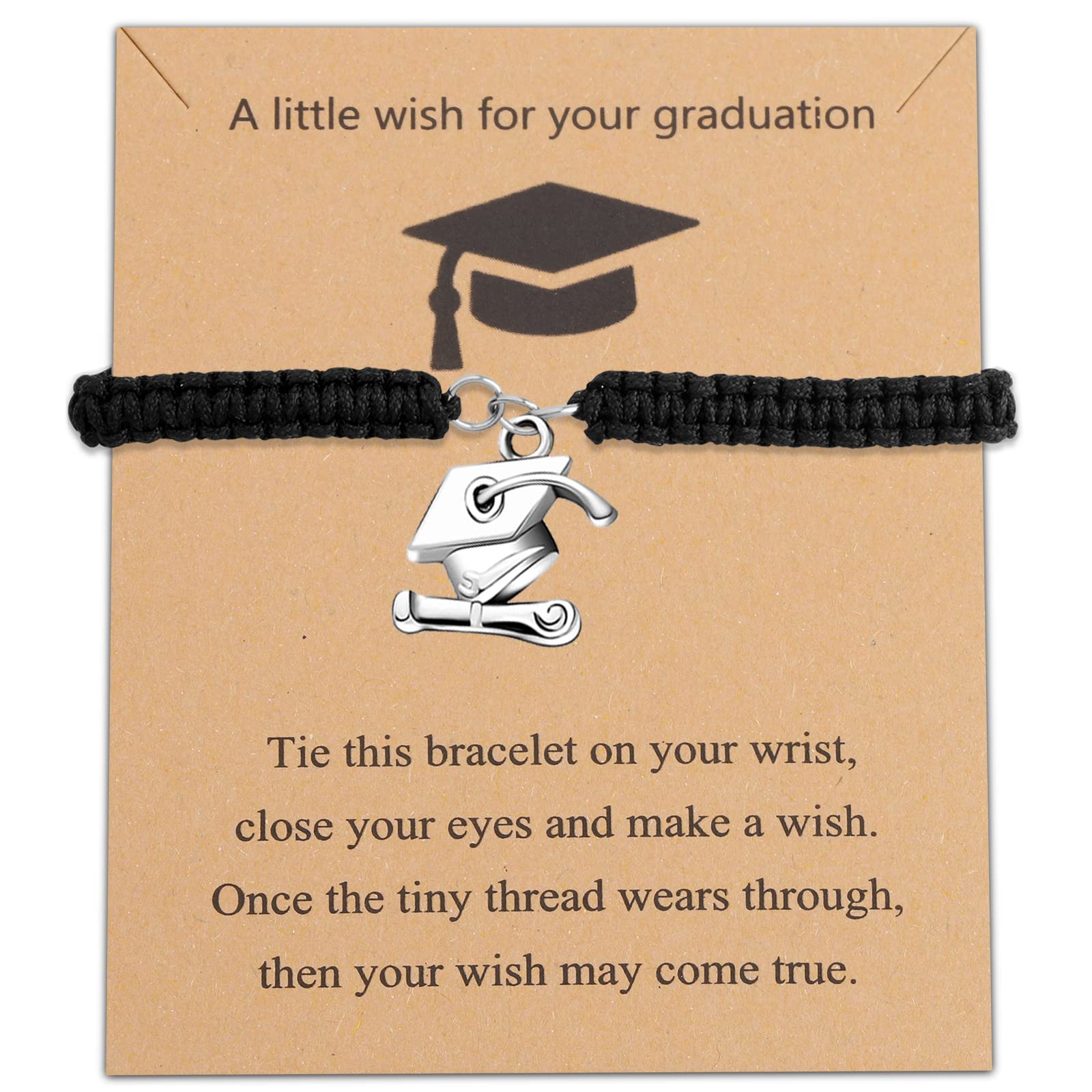 Graduation Wish Bracelet for Best Friends - Inspirational Graduation Jewelry Gift with Card - Perfect for Graduation Ceremony, Party & Special Moments
