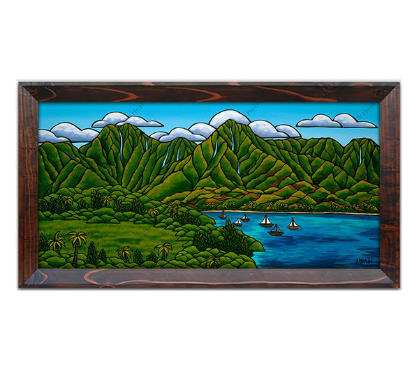 Sailboats at Hanalei Bay - Premium Hawaiian Wall Art for Home & Office Decor - Perfect for Beach House, Coastal Living Room or Nautical Theme Bedroom