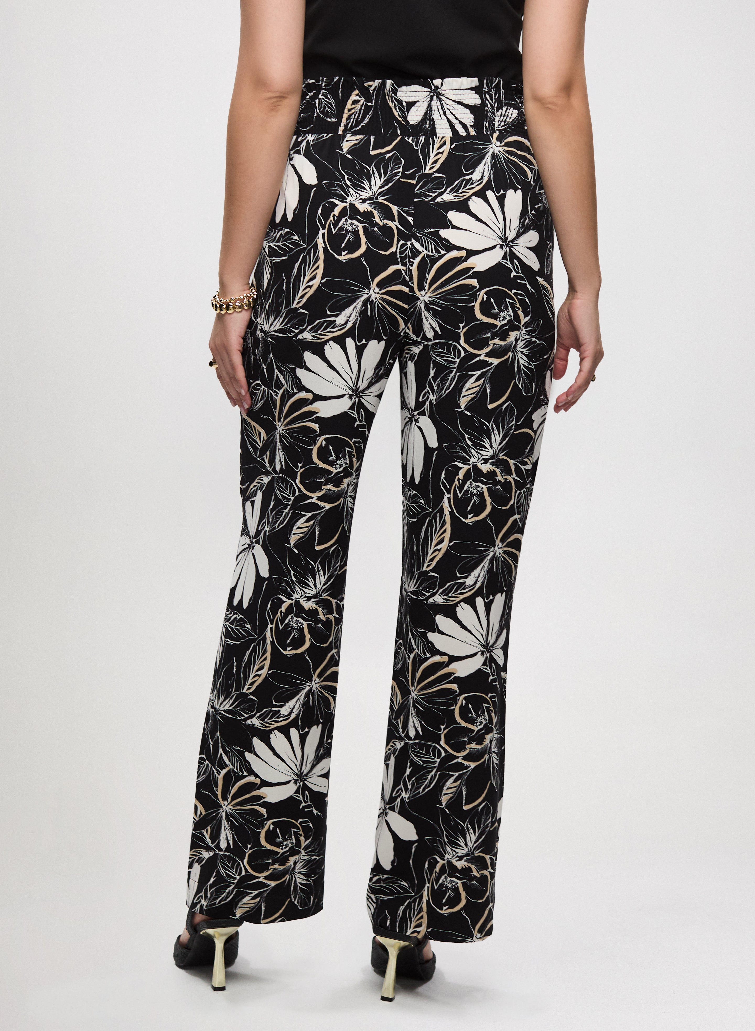 Floral Print Wide Leg Crepe Pants for Women - Boho Chic Lounge & Summer Vacation Outfits