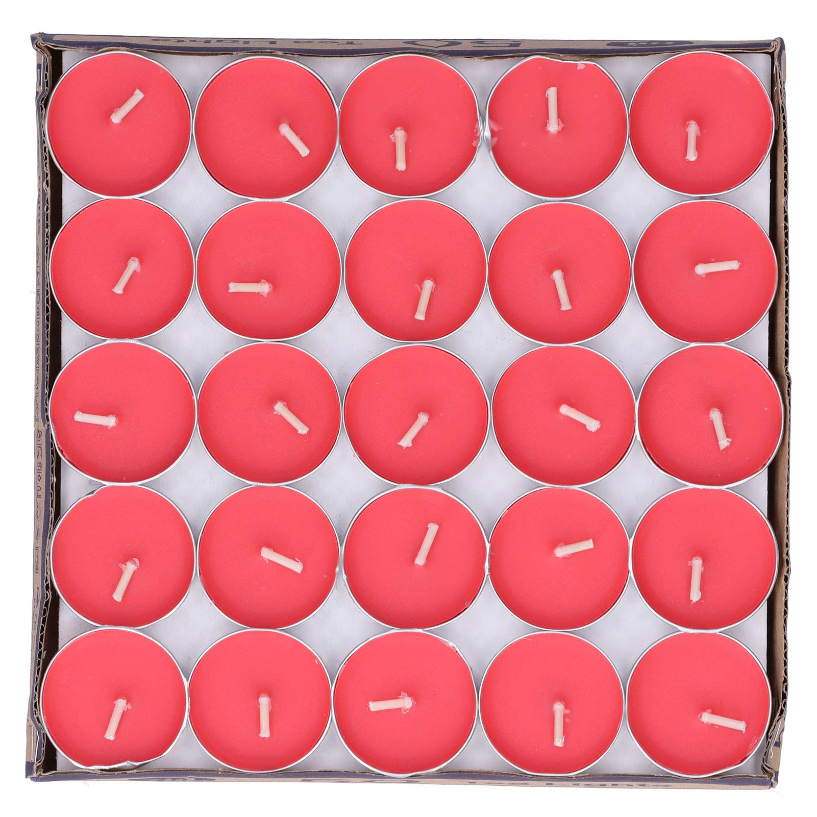URRNDD 50Pcs Smokeless Scented Candles - Round Flameless LED Candles for Wedding, Anniversary, Party Decorations - Romantic Ambiance Lighting (Red)