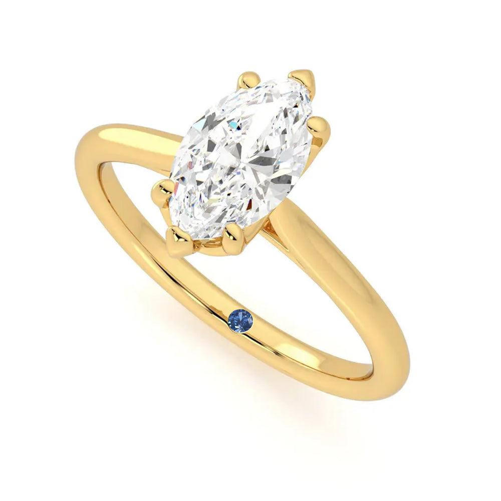 Exquisite 6-Prong Marquise Cut Moissanite Engagement Ring with Hidden Anniversary Stone - Perfect for Proposals, Weddings & Anniversary Gifts