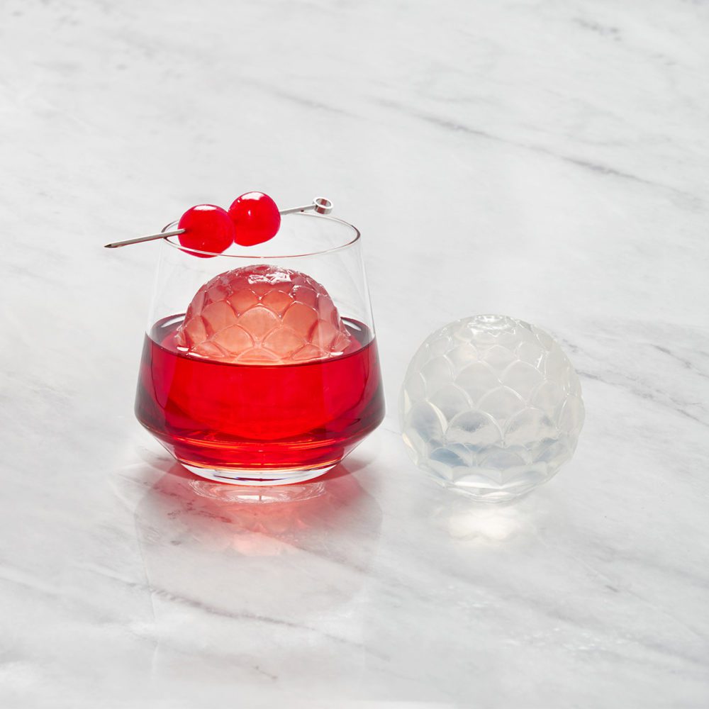 Premium W&P PEAK Cocktail Ice Tray - Silicone Sphere Ice Mold with Petal Design, Charcoal Grey for Whiskey, Bourbon & Cocktails - Perfect for Home Bars & Party Entertaining