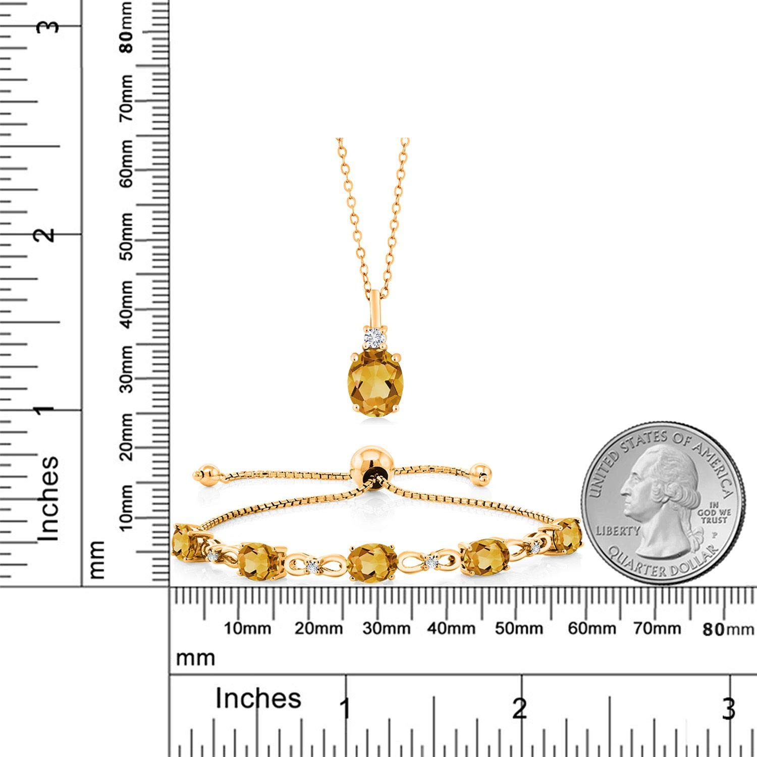 5.28Ct Yellow Citrine Pendant & Bracelet Set in 18K Gold for Gifting