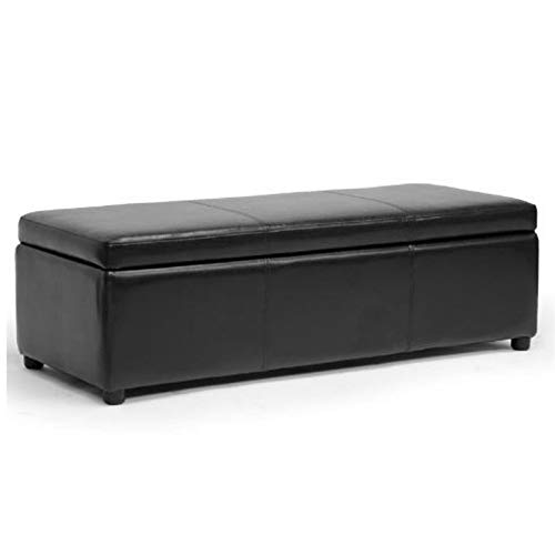 BOWERY HILL Modern Faux Leather Storage Ottoman Bench - Multipurpose Footrest, Coffee Table & Seat for Living Room, Bedroom & Entryway