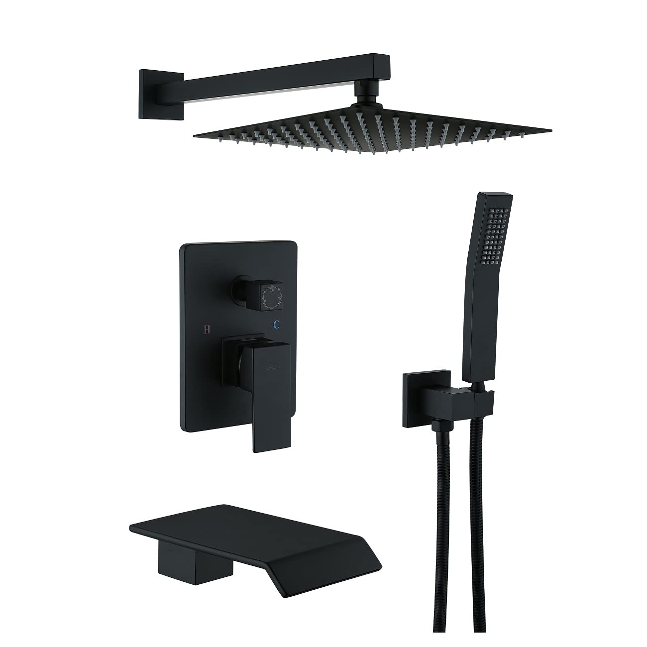 RAINJESTON Matte Black Shower System - 10