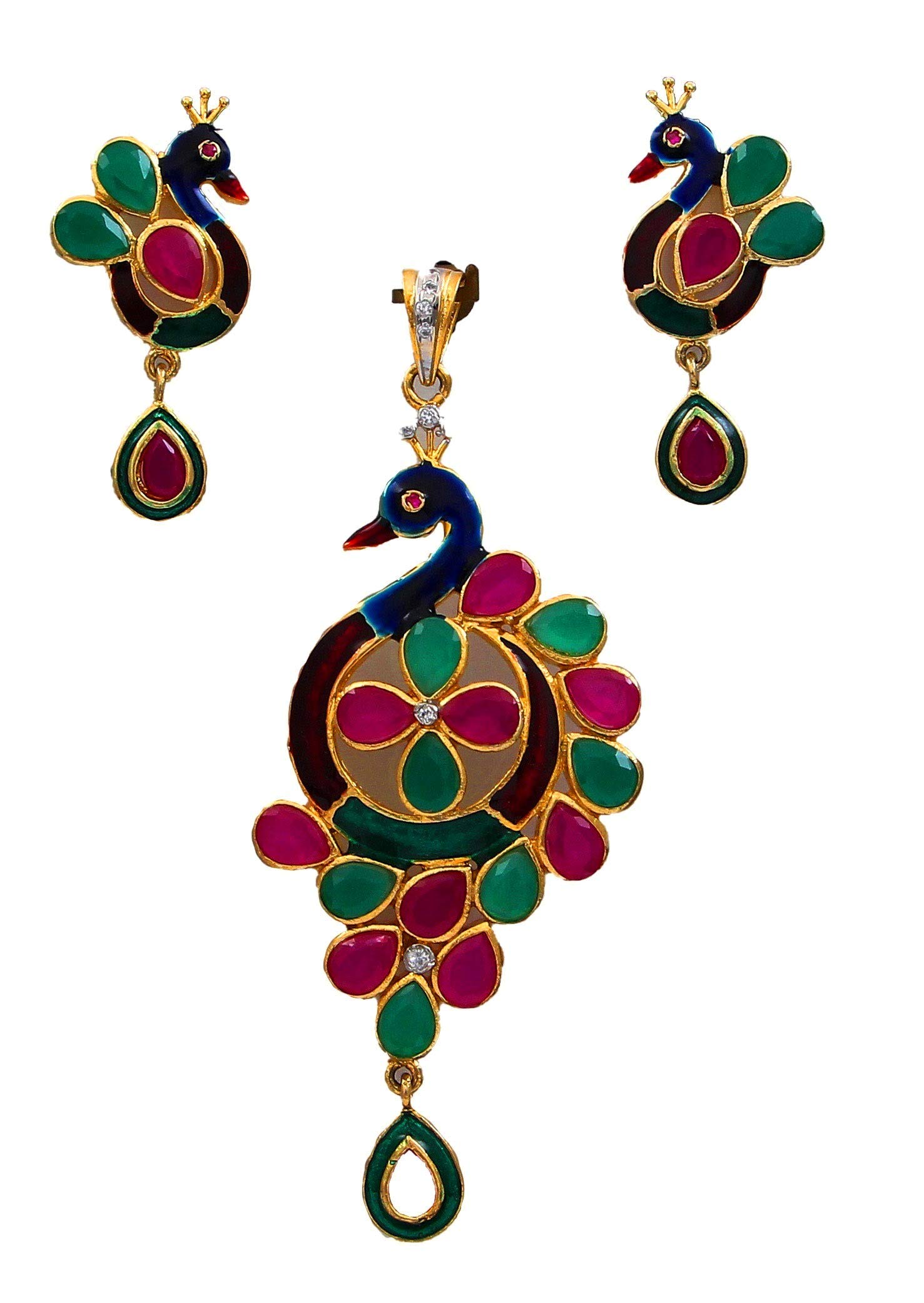 Handcrafted Gold Plated Pendant and Earrings Set - Traditional Rich Designer Jewelry for Women | Perfect Gift for Wife, Girlfriend, Mother, Sister | Elegant for Weddings, Parties & Special Occasions