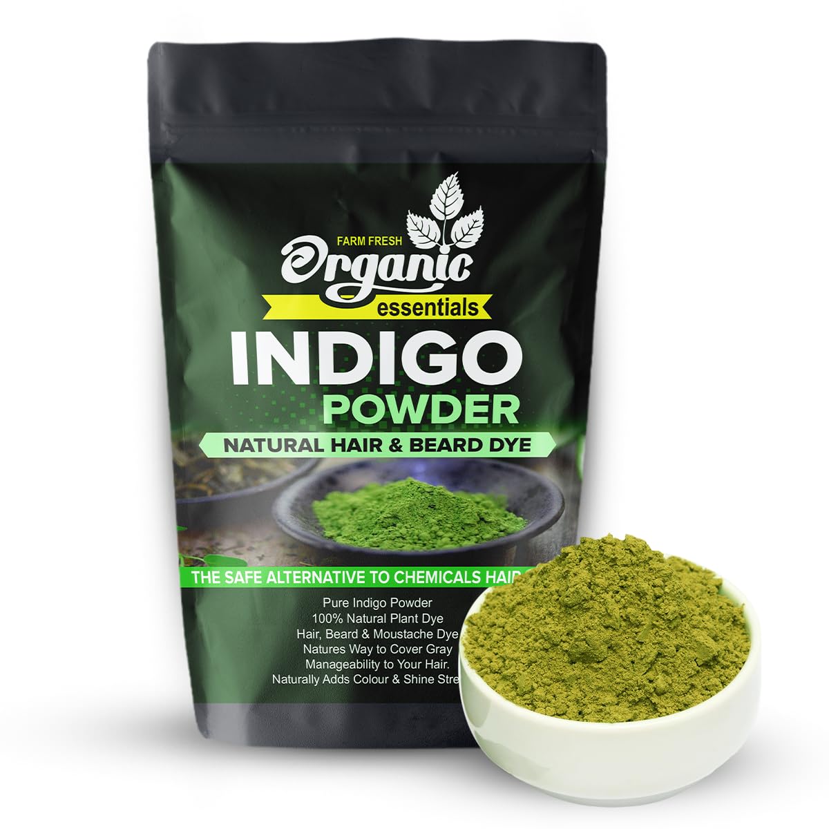 Organic Indigo Powder for Hair & Beard - 250g Pure Natural Hair Dye, Chemical-Free Herbal Colorant | Safe DIY Hair Coloring, Gray Coverage & Natural Black Dye for Men & Women