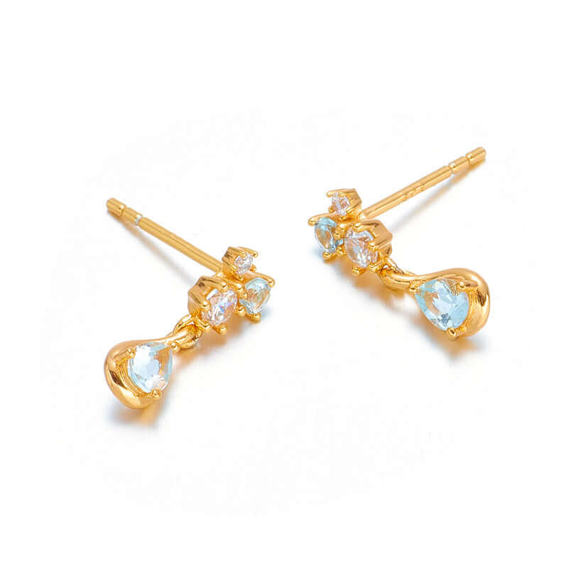 Elegant Aquamarine & Swiss Blue Topaz Teardrop Dangle Earrings | Sterling Silver Jewelry | Perfect for Weddings, Parties & Special Occasions | TB1963