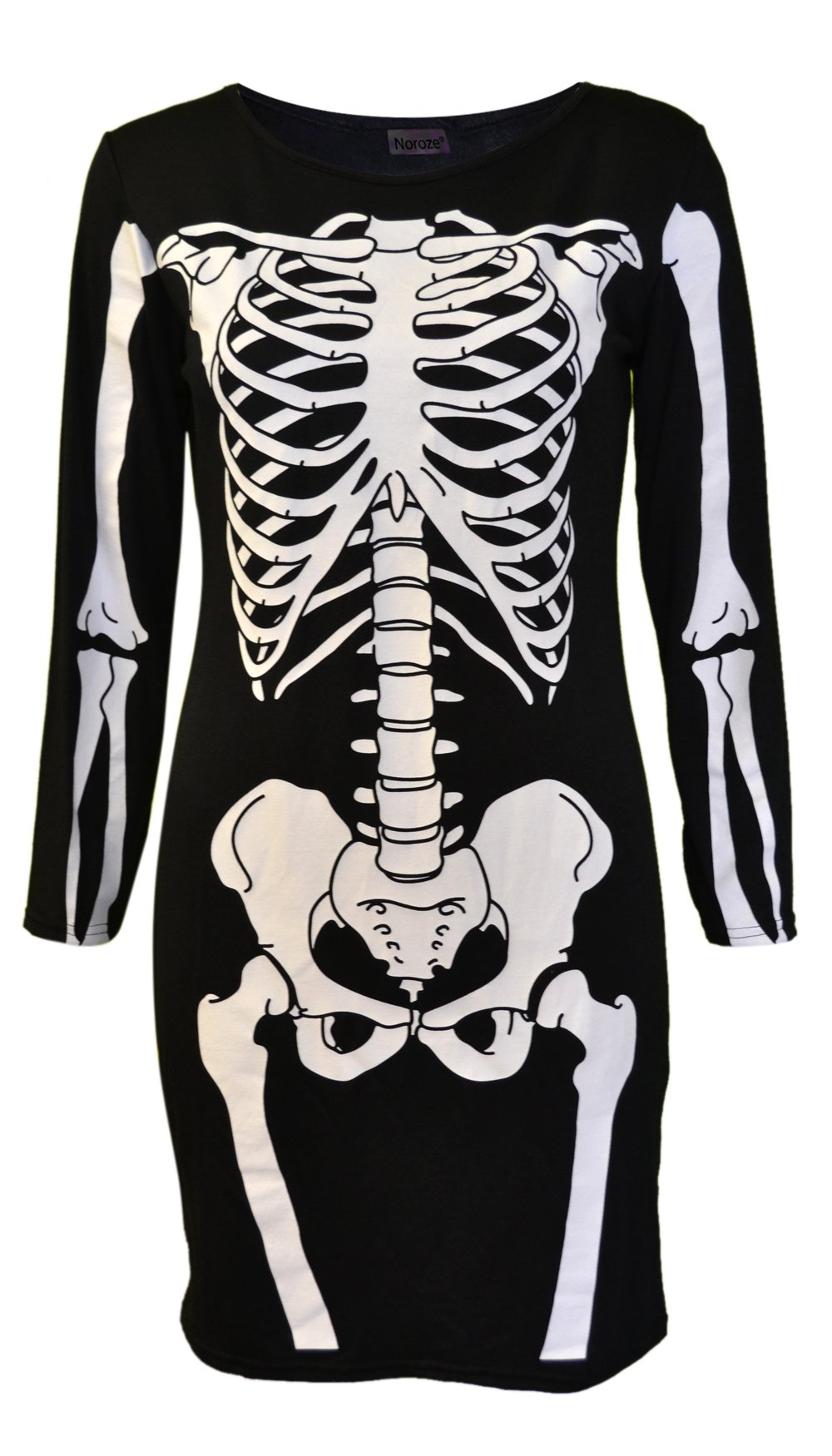 NOROZE Women's Skeleton Bones Halloween Costume - Sexy Bodycon Party Dress for Women | Gothic Fancy Outfit for Halloween Party, Cosplay & Nightclub Events
