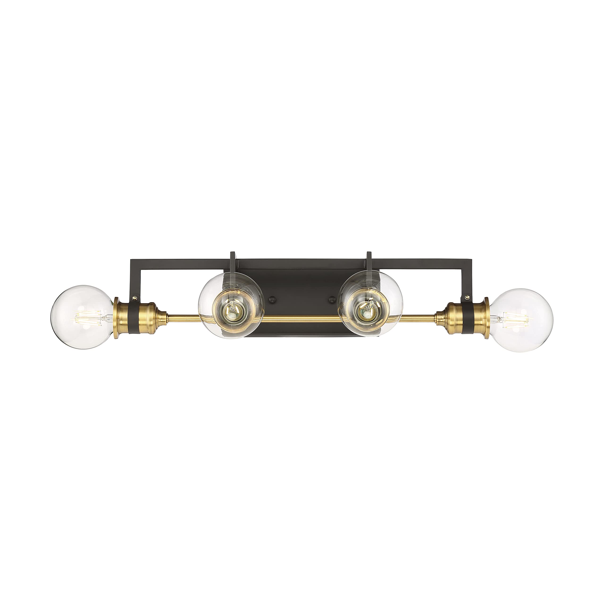 Nuvo 60/6974 Intention Vanity Light Fixture - Warm Brass & Black Finish - 4-Light Bathroom Sconce for Modern & Traditional Home Decor - Perfect for Bedroom, Bathroom, and Dressing Room Lighting