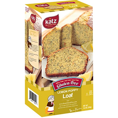 Katz Gluten Free Lemon Poppy Seed Loaf - Dairy Free, Nut Free, Soy Free, Kosher Certified (6 Pack, 13.5 oz Each) - Perfect for Breakfast, Snacks & Celiac-Friendly Diets