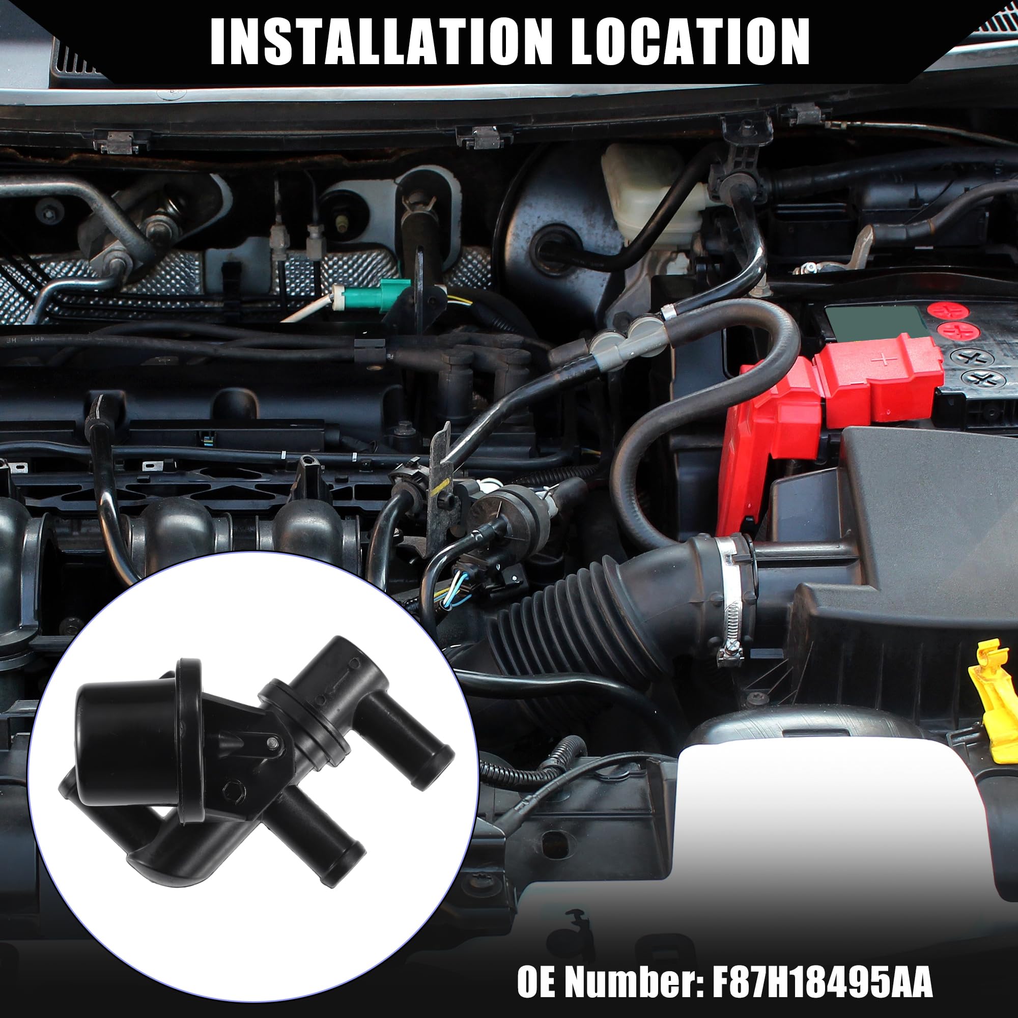 Ford Explorer & Mazda Heater Control Valve Solenoid - No.F87H18495AA - Durable Black Plastic Replacement Part (1 Piece) - Perfect for HVAC System Repair & Maintenance