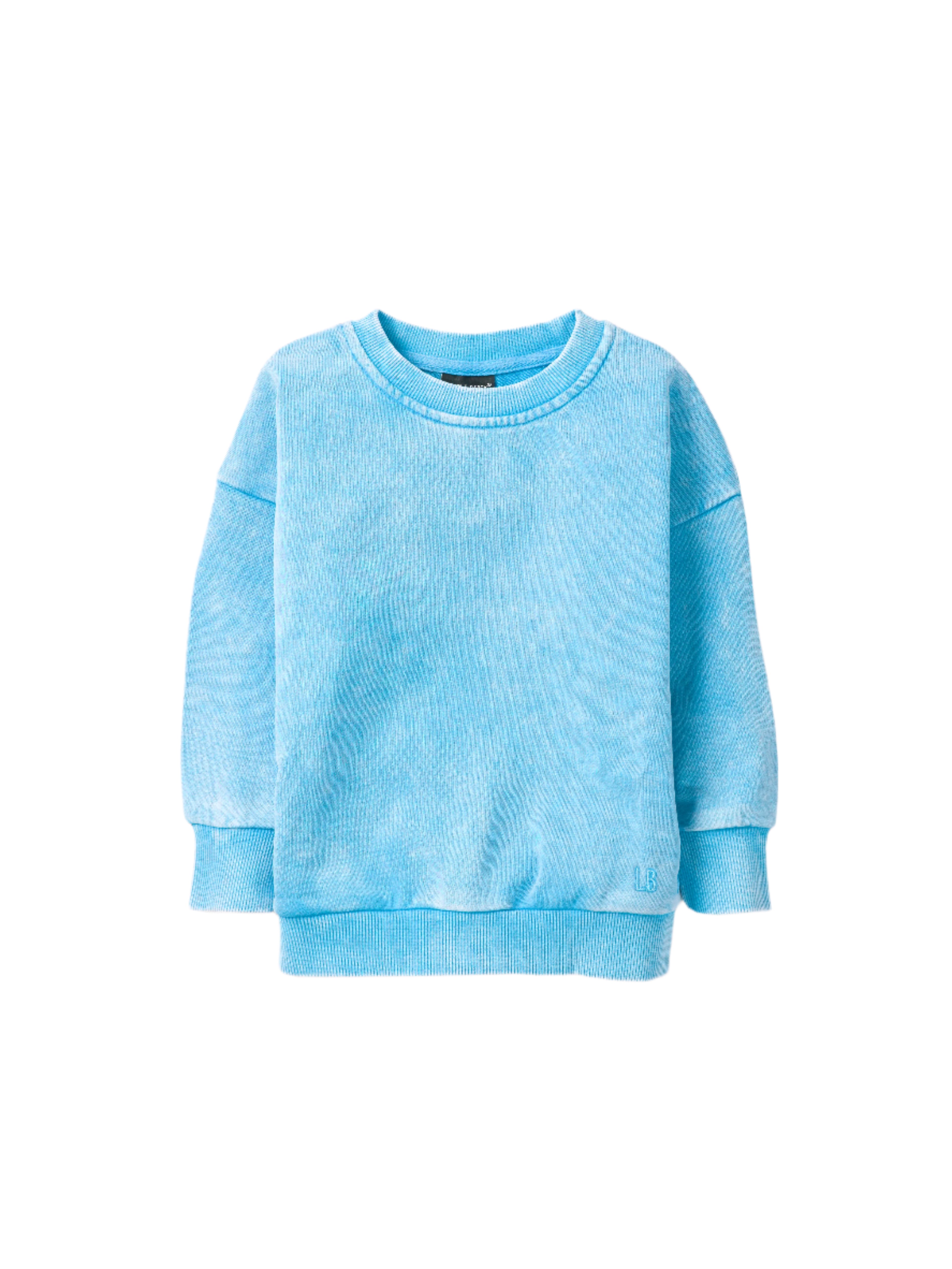 Electric Blue Washed Crewneck Sweatshirt - Soft Cotton Pullover for Men & Women | Perfect for Casual Wear, Layering & Street Style