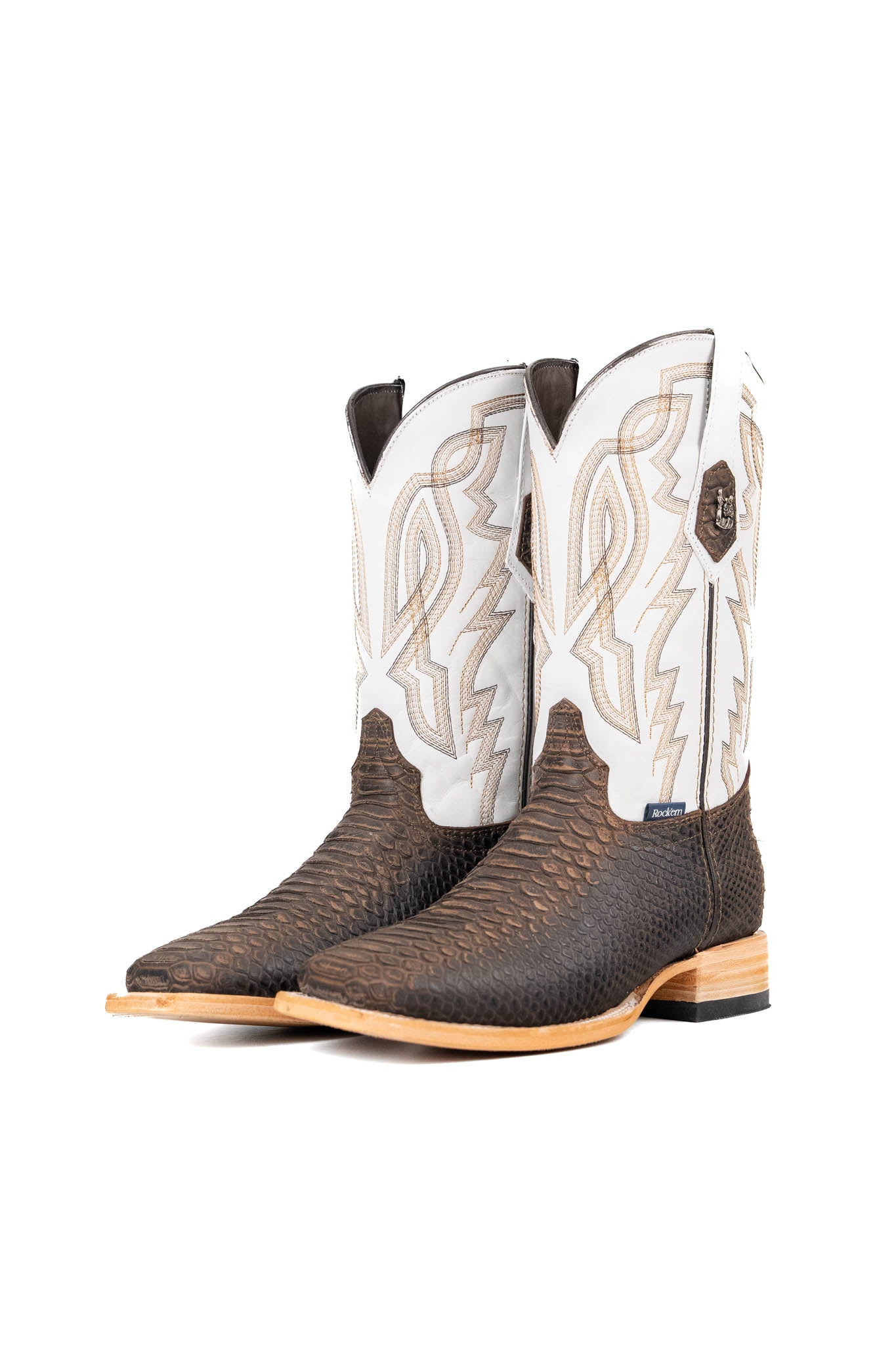 Renegade Python Square Toe Cowboy Boots for Men - Western Style Leather Boots with Exotic Snake Skin Design - Perfect for Rodeo, Country Dancing & Outdoor Adventures