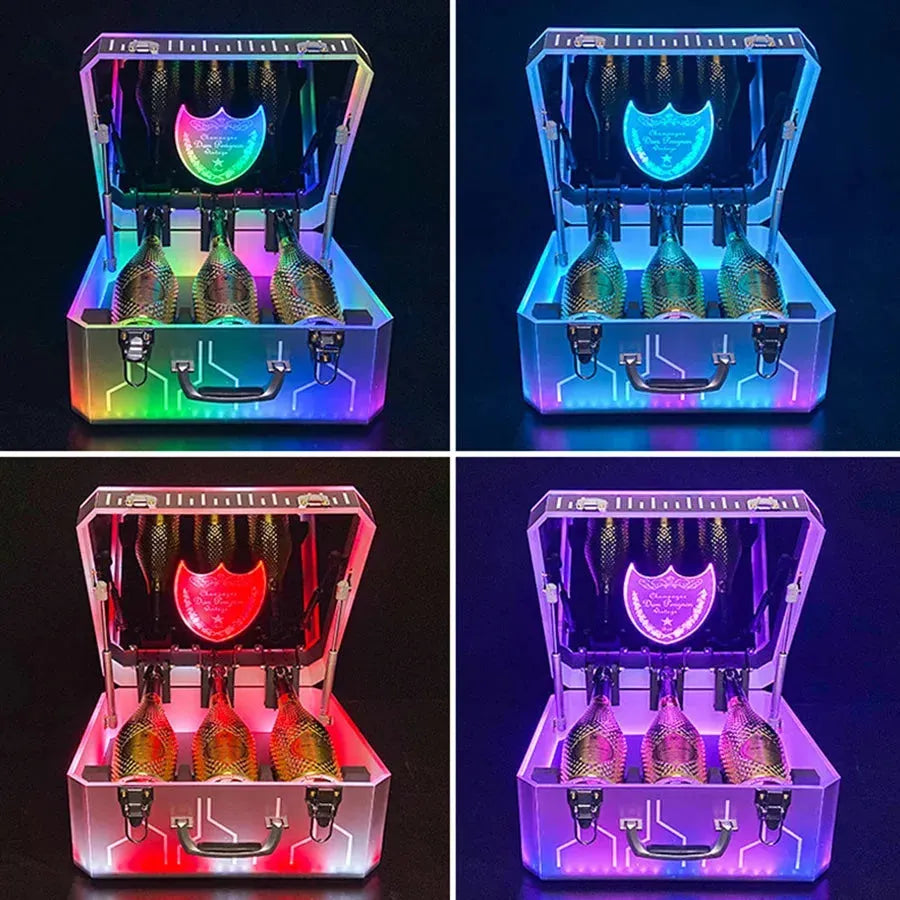Custom Engraved Ace of Spade LED Champagne Bottle Display Case - Luxury Wine Presenter Box with Logo for VIP Gifts (3/5 Pack) - Perfect for Nightclubs, Weddings & Corporate Events