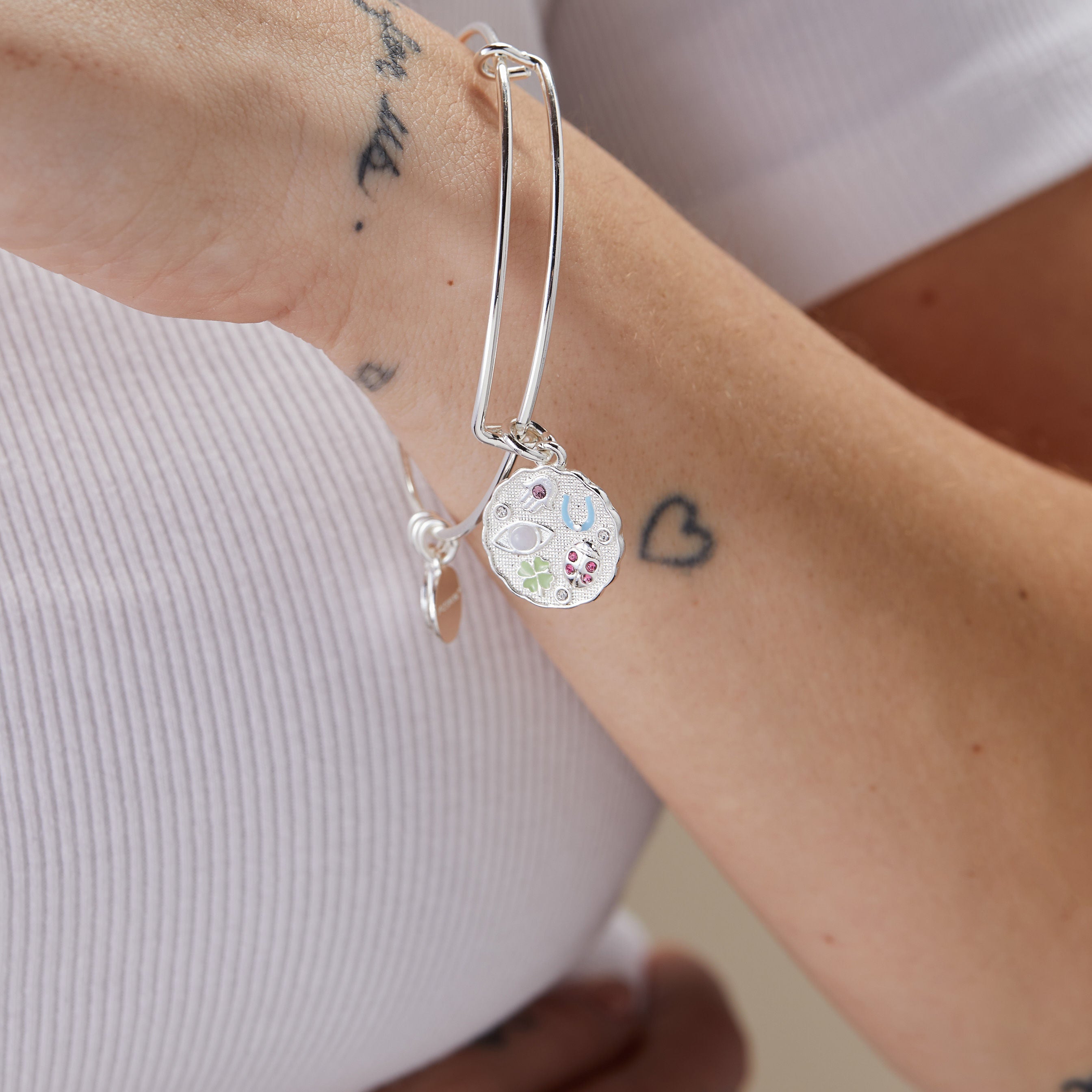 Abundant Blessings Charm Bangle Bracelet - Elegant Adjustable Sterling Silver Jewelry for Women | Perfect for Daily Wear, Gifts & Special Occasions