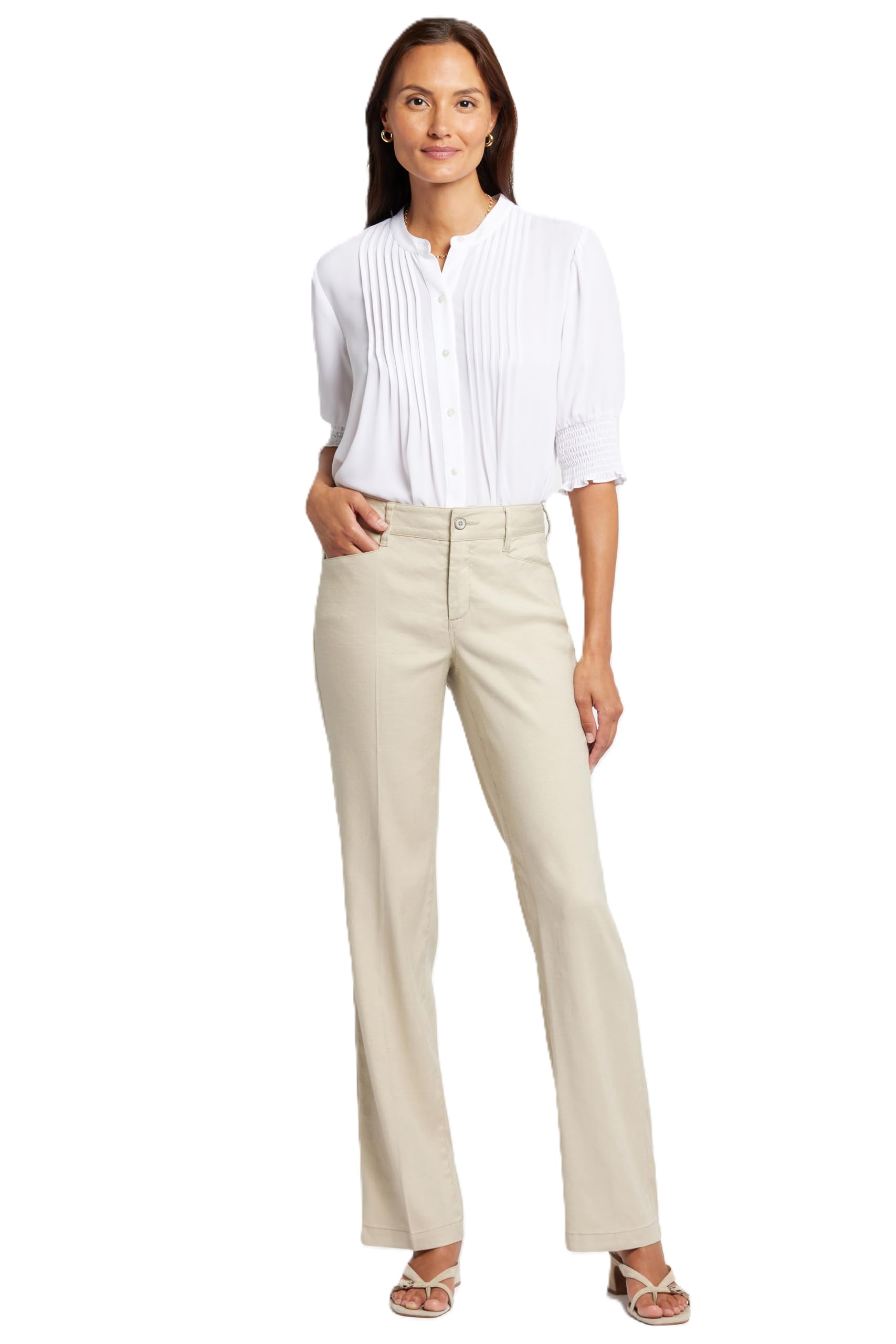NYDJ Women's Stretch Linen Pants - Comfortable Slim Fit Trousers for Work, Office & Casual Wear | Breathable Summer Pants for Women