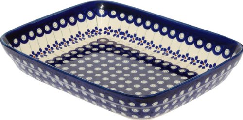 Authentic Polish Pottery Rectangular Baking Dish 10 x 8 Inch | Handmade in Bolesławiec Poland | Oven & Dishwasher Safe | Perfect for Casseroles, Lasagna & Holiday Baking