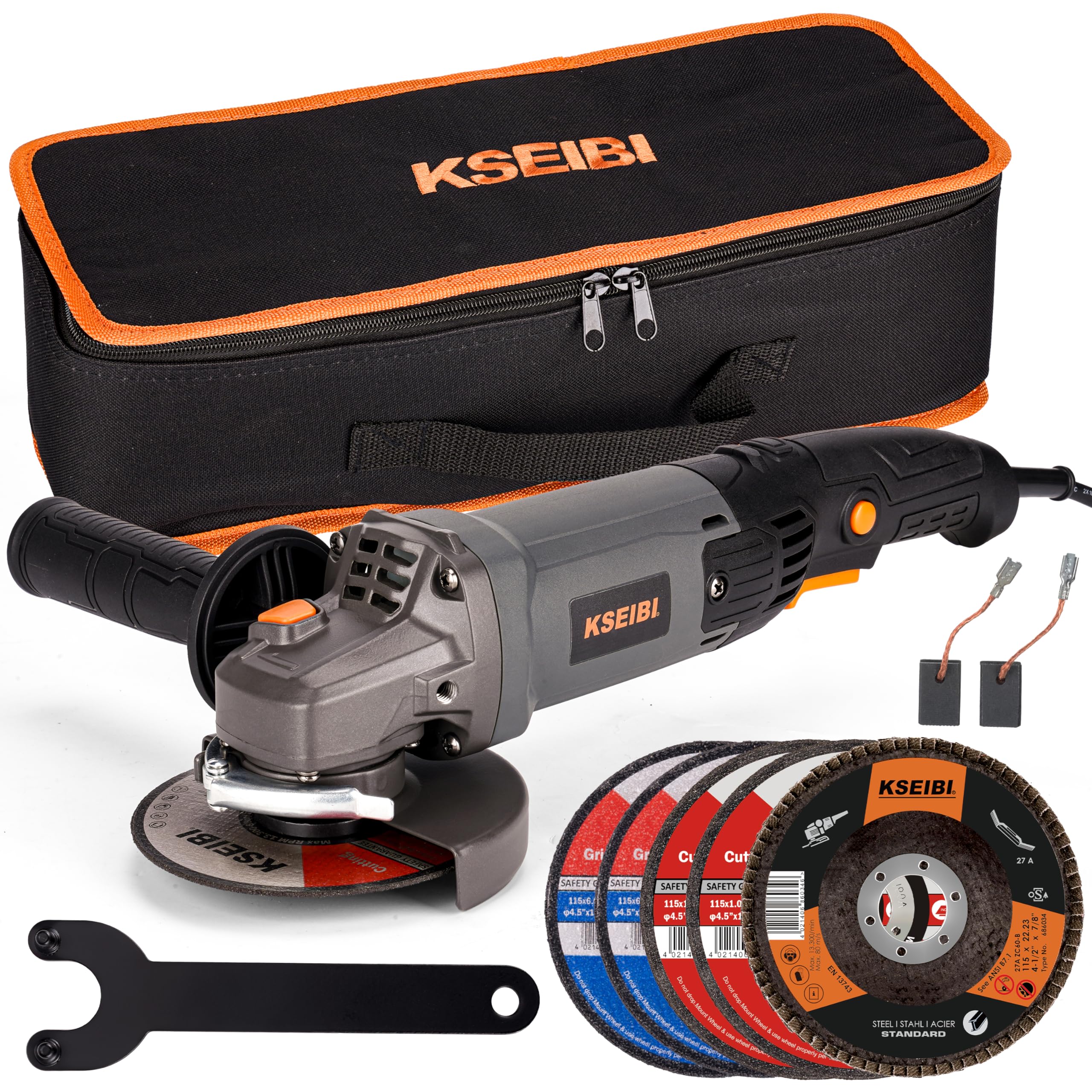 KSEIBI 711943K 4.5-Inch Angle Grinder - 950W 8Amp 11000 RPM Corded Power Tool with 7/8