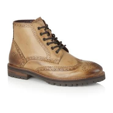 London Brogue Billy Tan Men's Boots - Classic Leather Oxford Shoes for Formal & Casual Wear - Perfect for Office, Weddings & Everyday Style