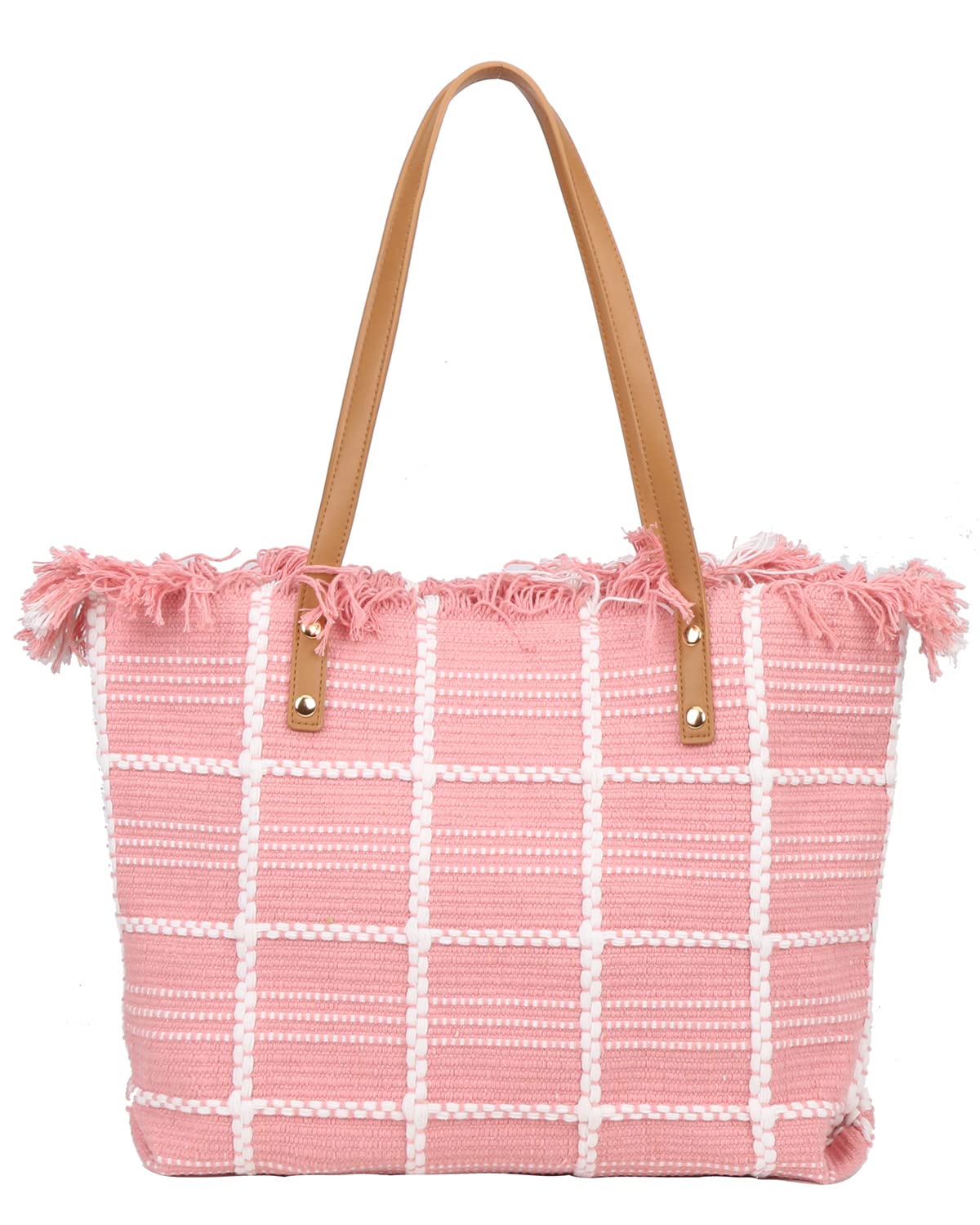 Stylish Woven Large Tote Bag for Women - Fashionable Tassel Beach Bag with Secure Zipper Closure | Perfect Summer Shoulder Bag for Travel, Vacation, Shopping & Daily Use