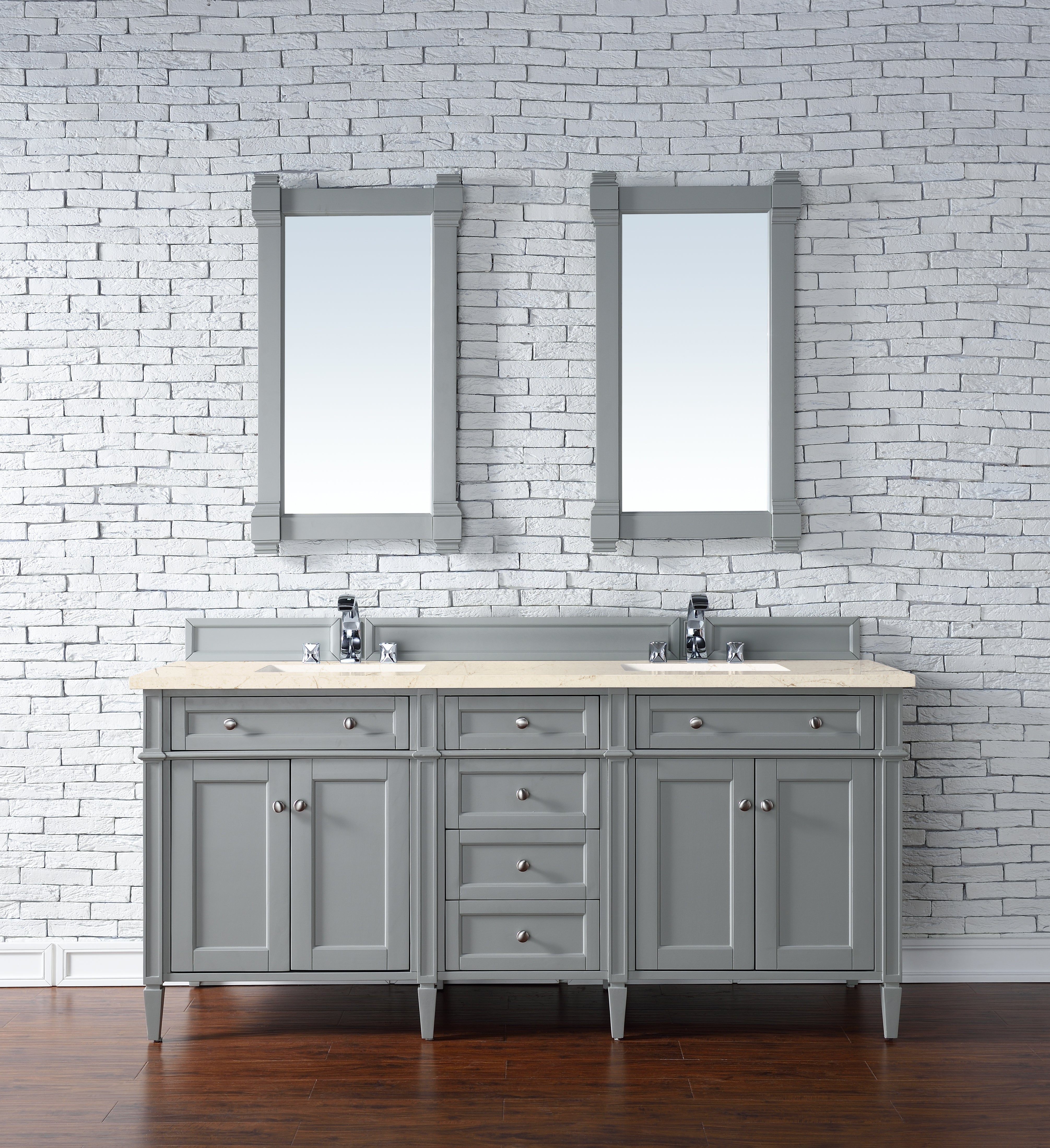 Brittany 72-Inch Urban Gray Double Bathroom Vanity with 3CM Eternal Marfil Quartz Countertop - Modern Bathroom Storage Solution for Master Bath & Guest Bath Remodel