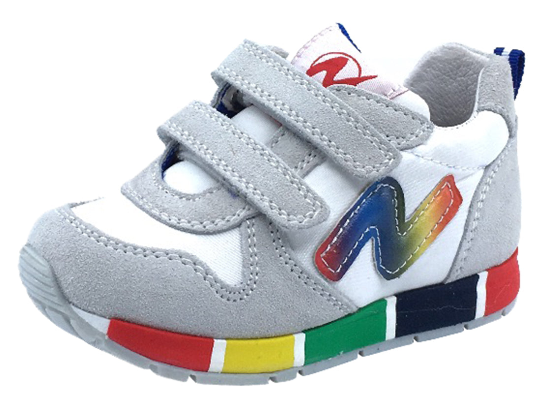Naturino Girls Rainbow Sole Fashion Sneakers - White & Colorful Casual Shoes for School, Play & Everyday Wear | Comfortable Kids Sneakers for Active Girls