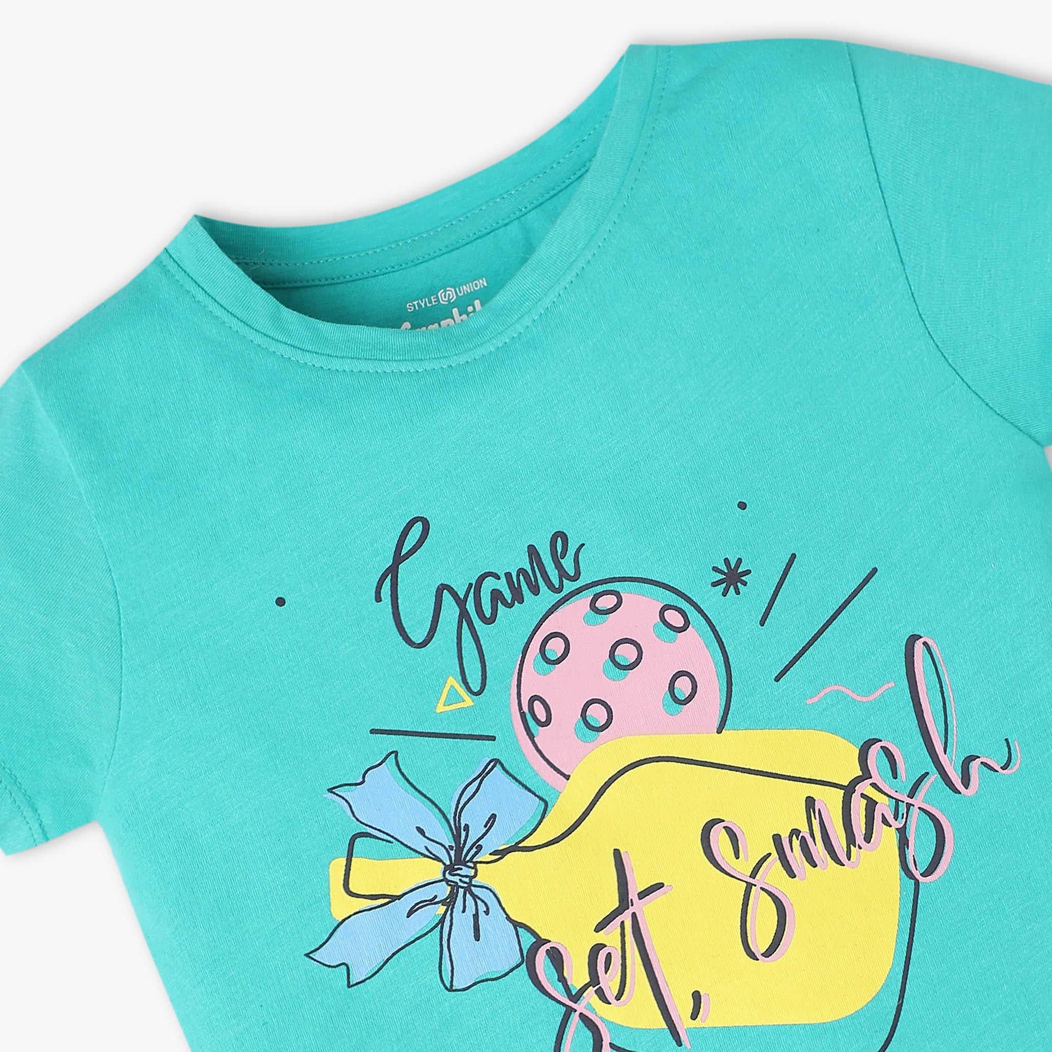 Girls' Fun Playtime Graphic T-Shirt - Cute Crew Neck Tee for Kids - Perfect for Playdates, School & Casual Outfits