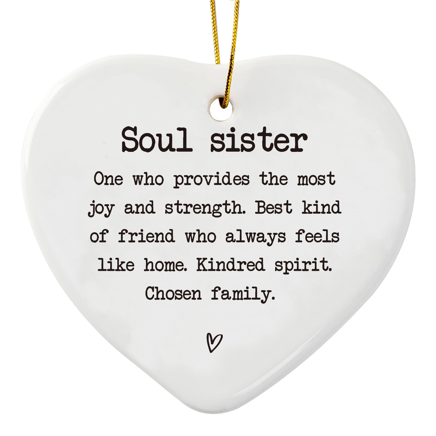 Soul Sister Ceramic Heart Keepsake - Best Friend Birthday Gift, Friendship Plaque, Sister Keepsake for Home Decor, Office, or Special Occasions