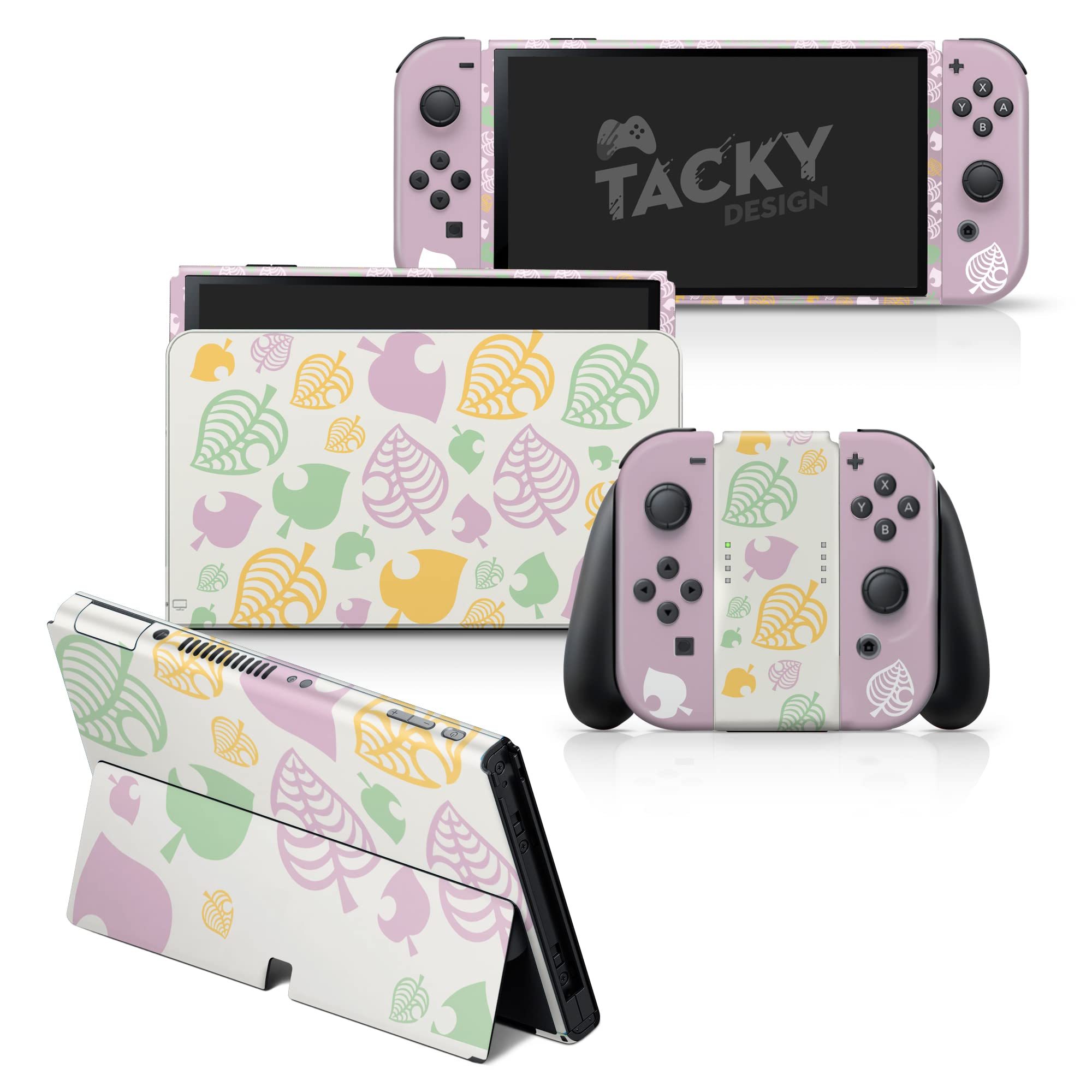 Premium 3M Vinyl Full Wrap Decal Skin for Nintendo Switch OLED - Cute Pastel Design, Non-Slip Grip & Scratch Protection | Perfect for Gaming, Travel & Customizing Your Console