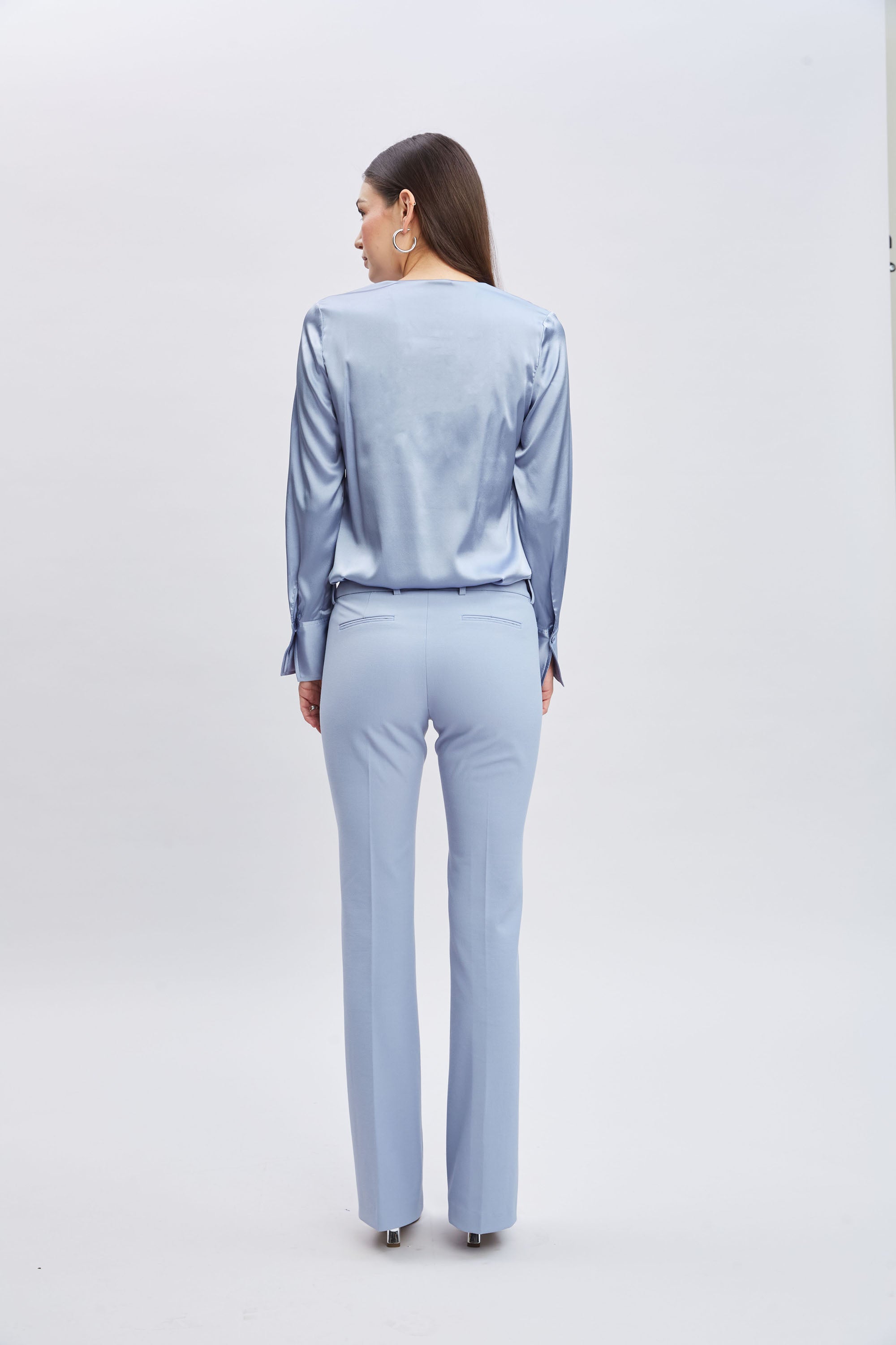 Silk Satin Contour Ruffle Blouse for Women - Elegant Feminine Top for Office, Date Night & Special Occasions