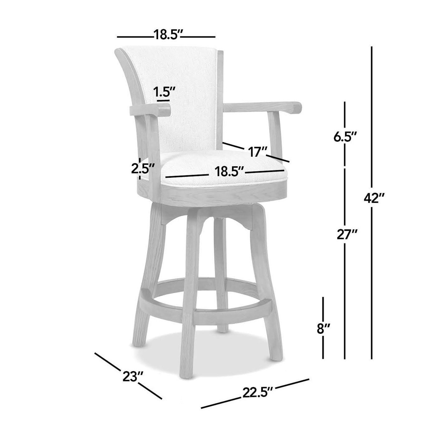 27in Swivel Counter Height Bar Stool - Vintage Faux Leather Upholstery, High Back Support with Armrests, Sturdy Hardwood Frame - Perfect for Kitchen Islands, Home Bars & Dining Areas