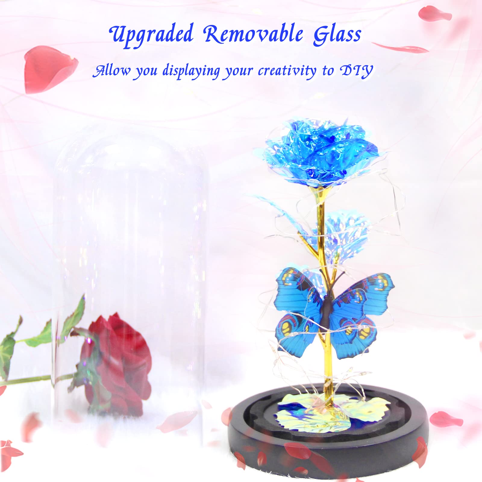 Beauty and The Beast Rose in Glass Dome - Eternal Rose Gift for Women, Valentine's Day, Birthday, Christmas, Mother's Day Present for Her, Wife, Girlfriend, Mom, Grandma - Perfect for Home Decor, Romantic Surprise & Special Occasions